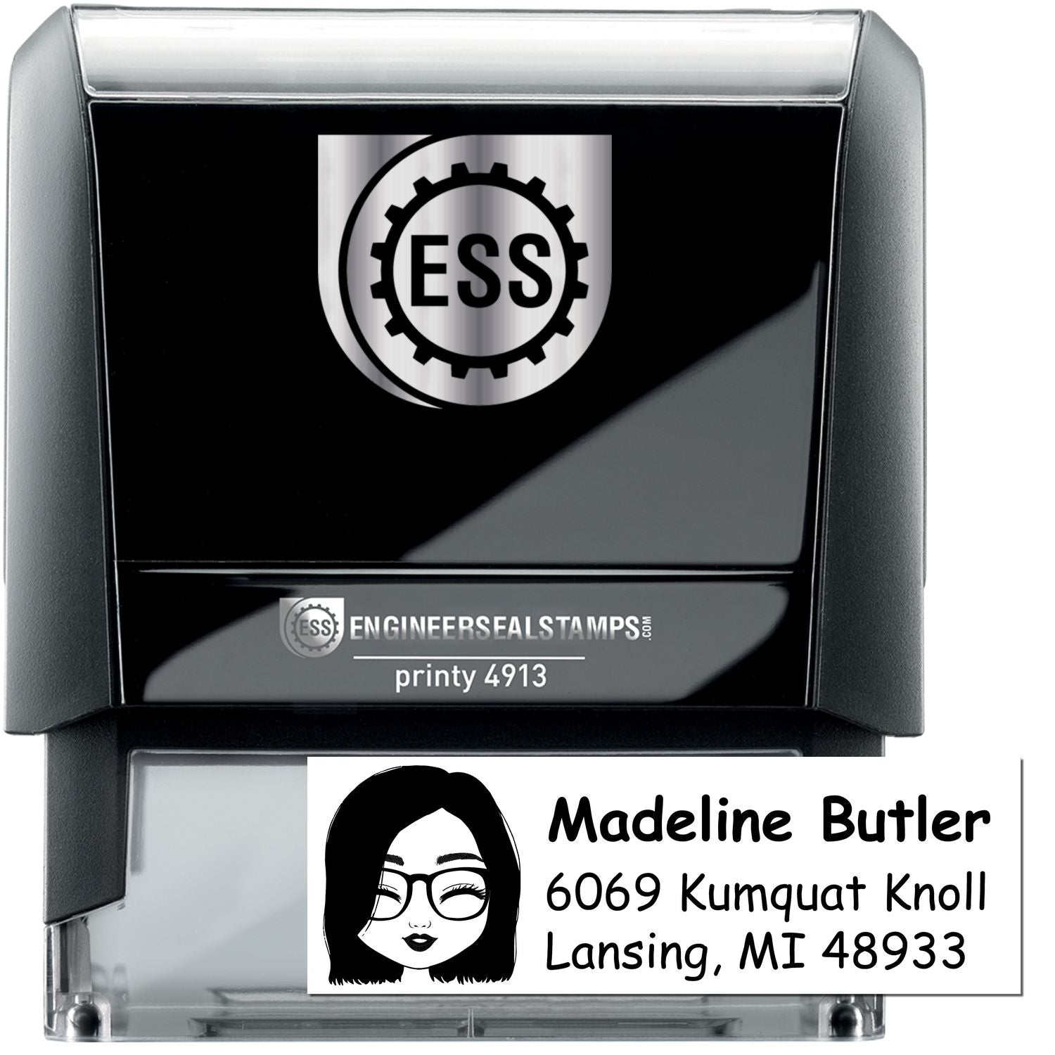 Ms Madeline Bitmoji Self-Inking Home Address Stamp