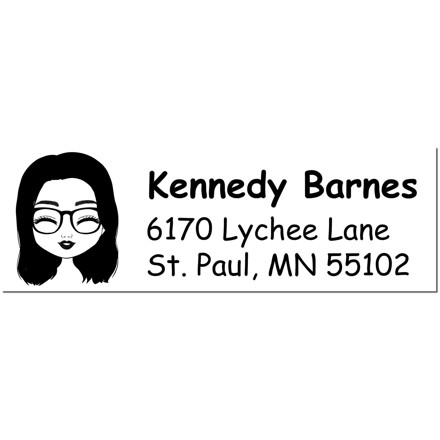 Wood Handle Ms Kennedy Bitmoji Address Stamp