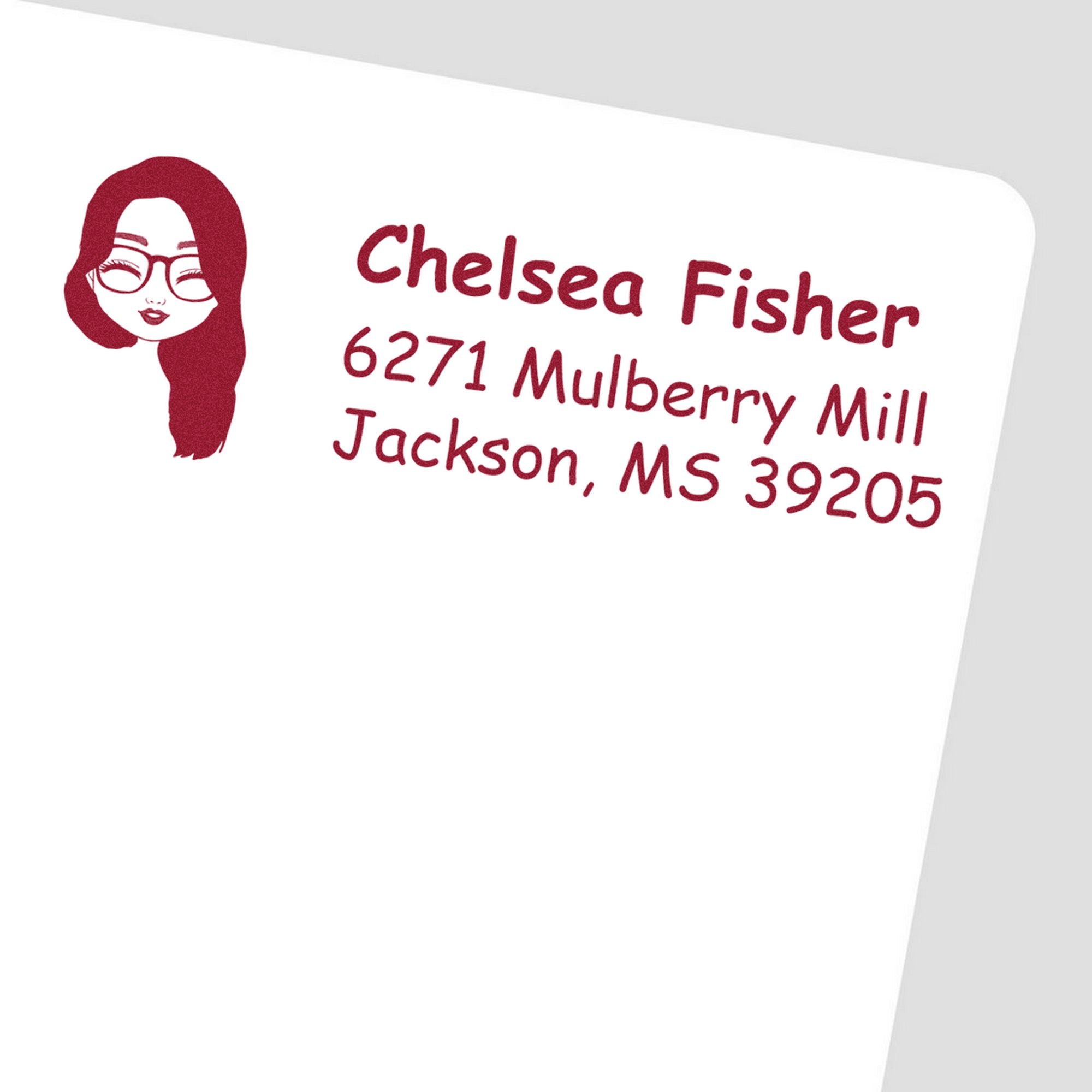 Wood Handle Ms Chelsea Bitmoji Address Stamp