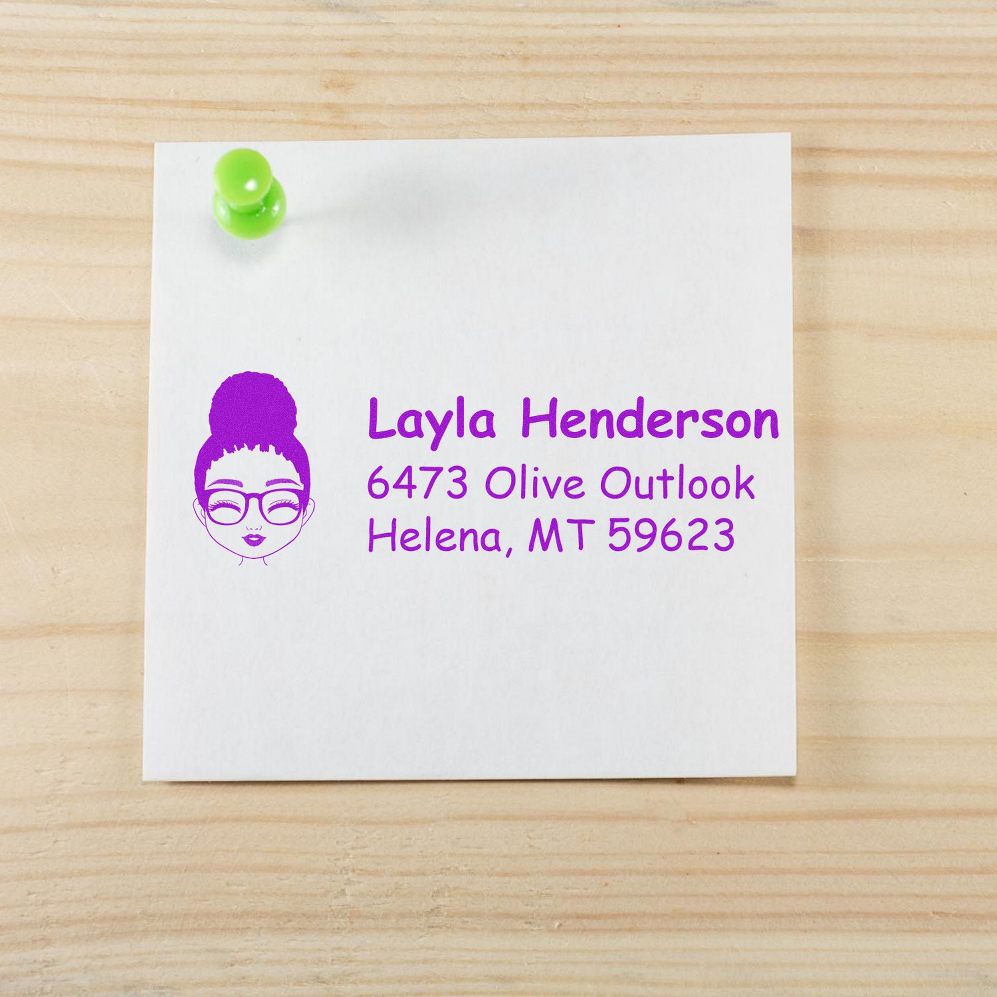 Wood Handle Ms Layla Bitmoji Address Stamp