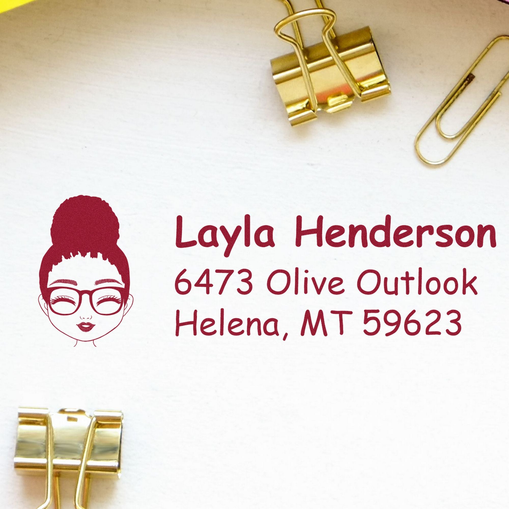 Wood Handle Ms Layla Bitmoji Address Stamp