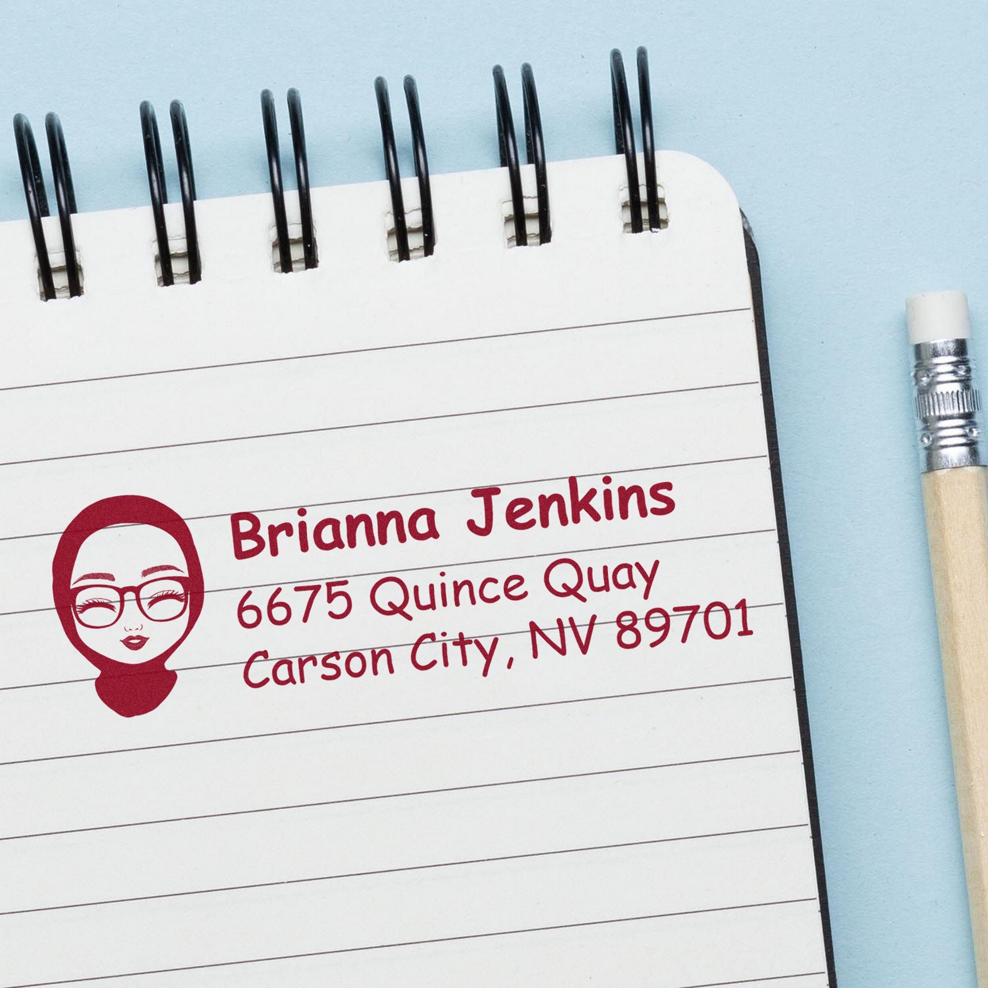 Wood Handle Ms Brianna Bitmoji Address Stamp