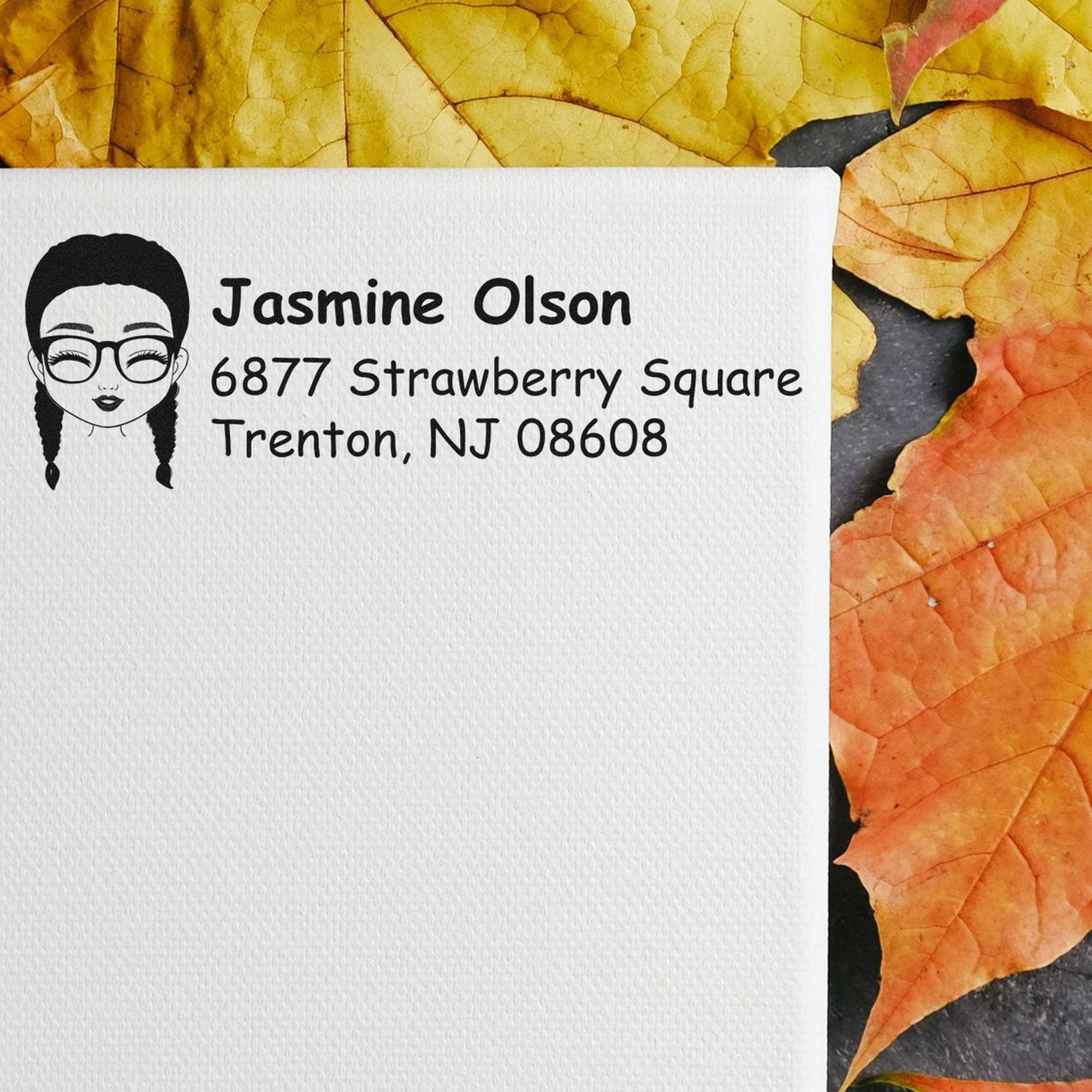 Wood Handle Ms Jasmine Bitmoji Address Stamp