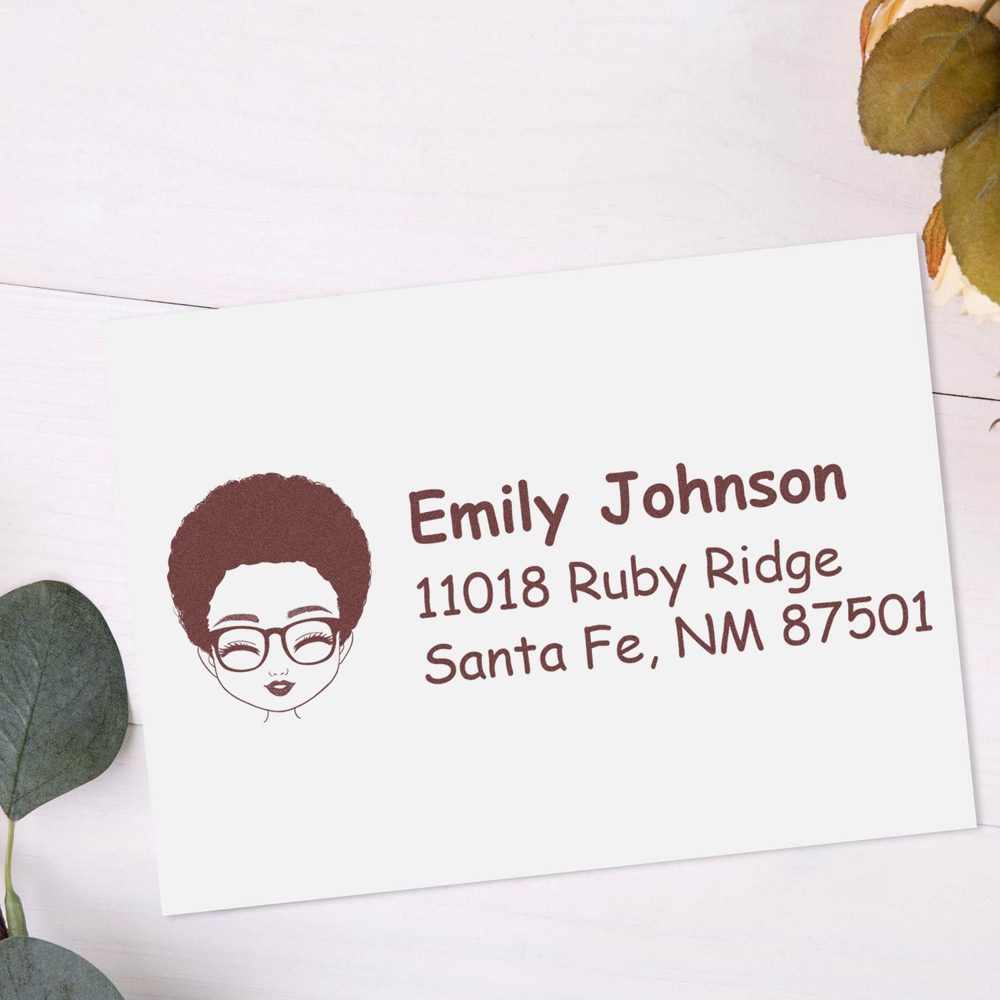 Ms Emily Bitmoji Self-Inking Home Address Stamp