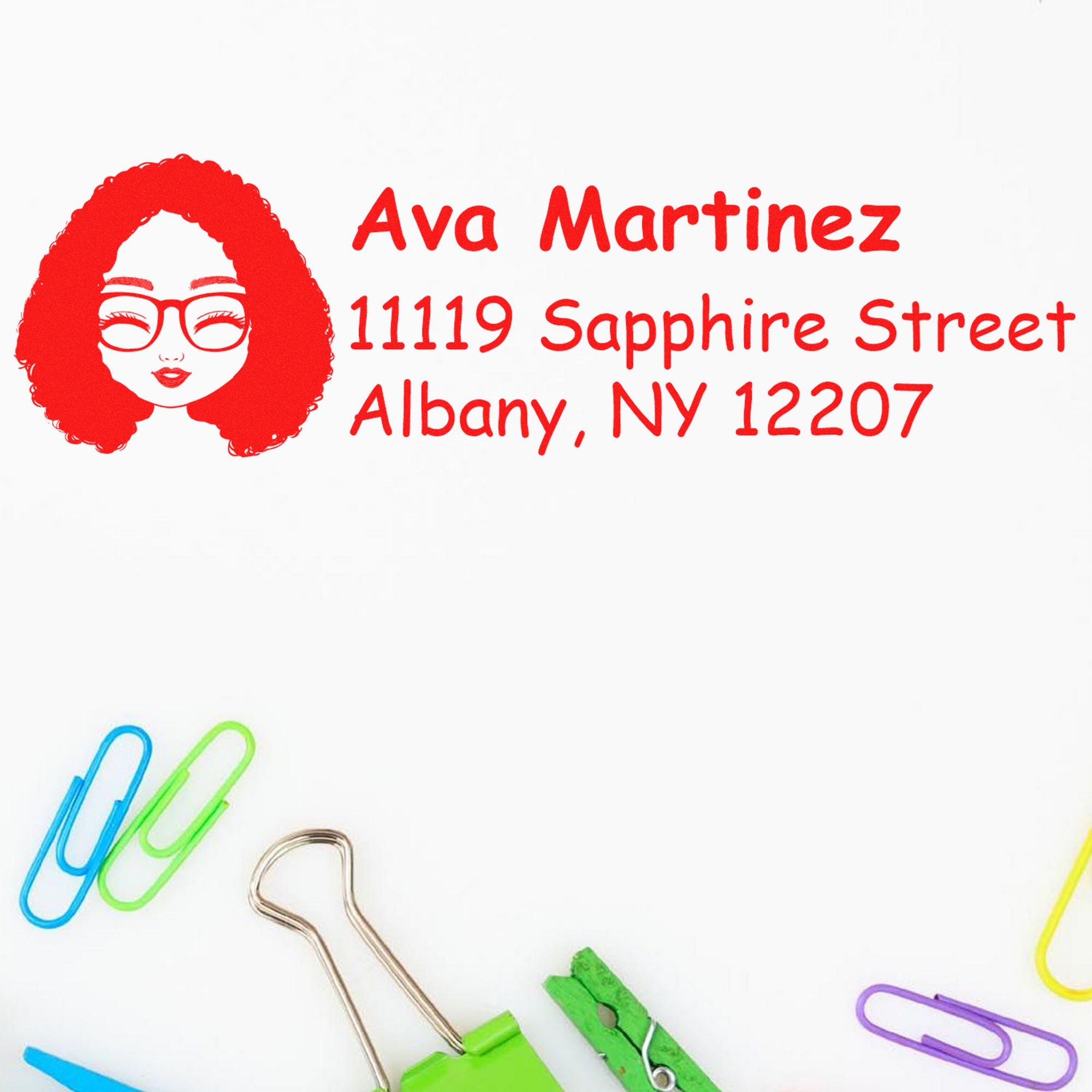 Ms Ava Bitmoji Pre-Inked Address Stamp for House