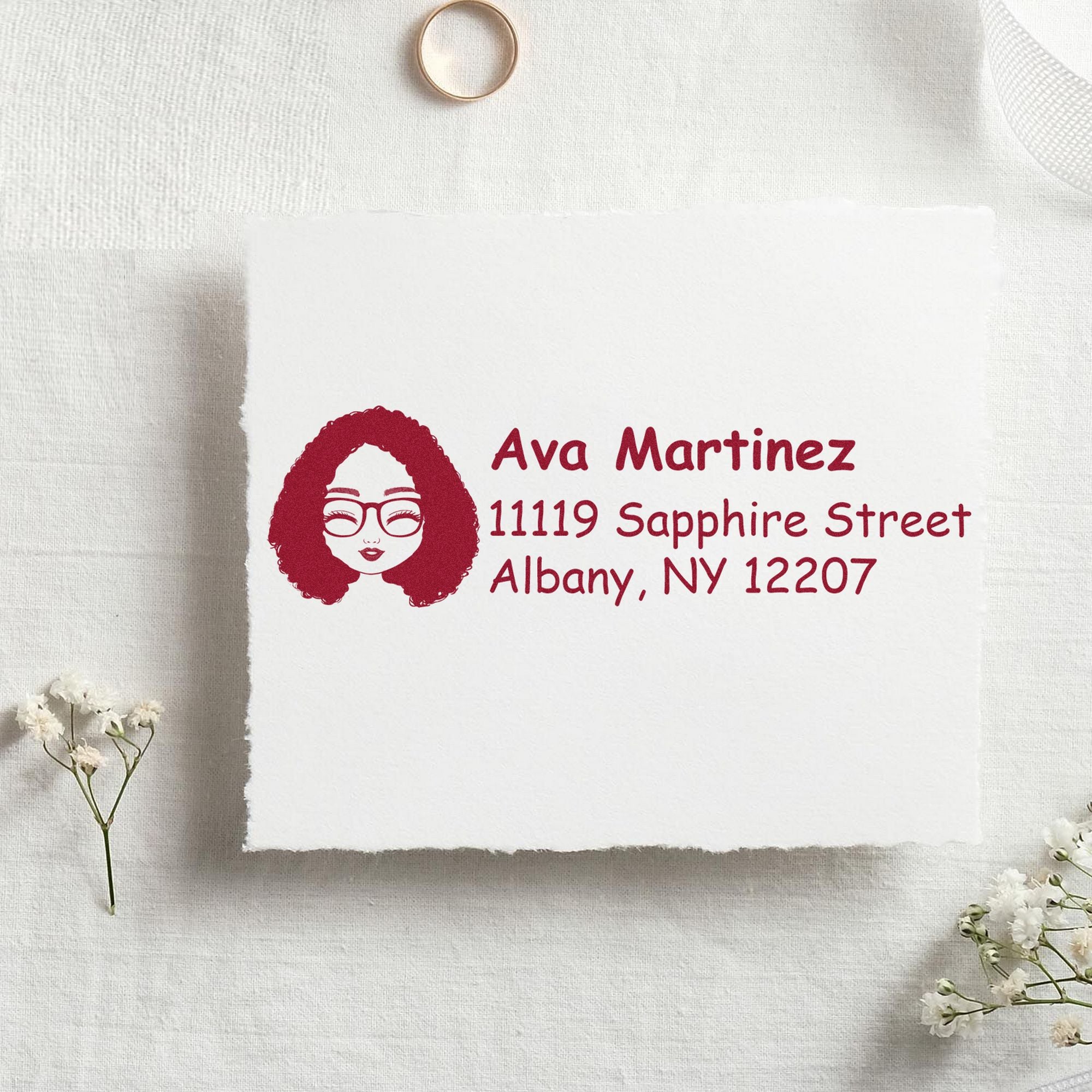 Ms Ava Bitmoji Self-Inking Home Address Stamp