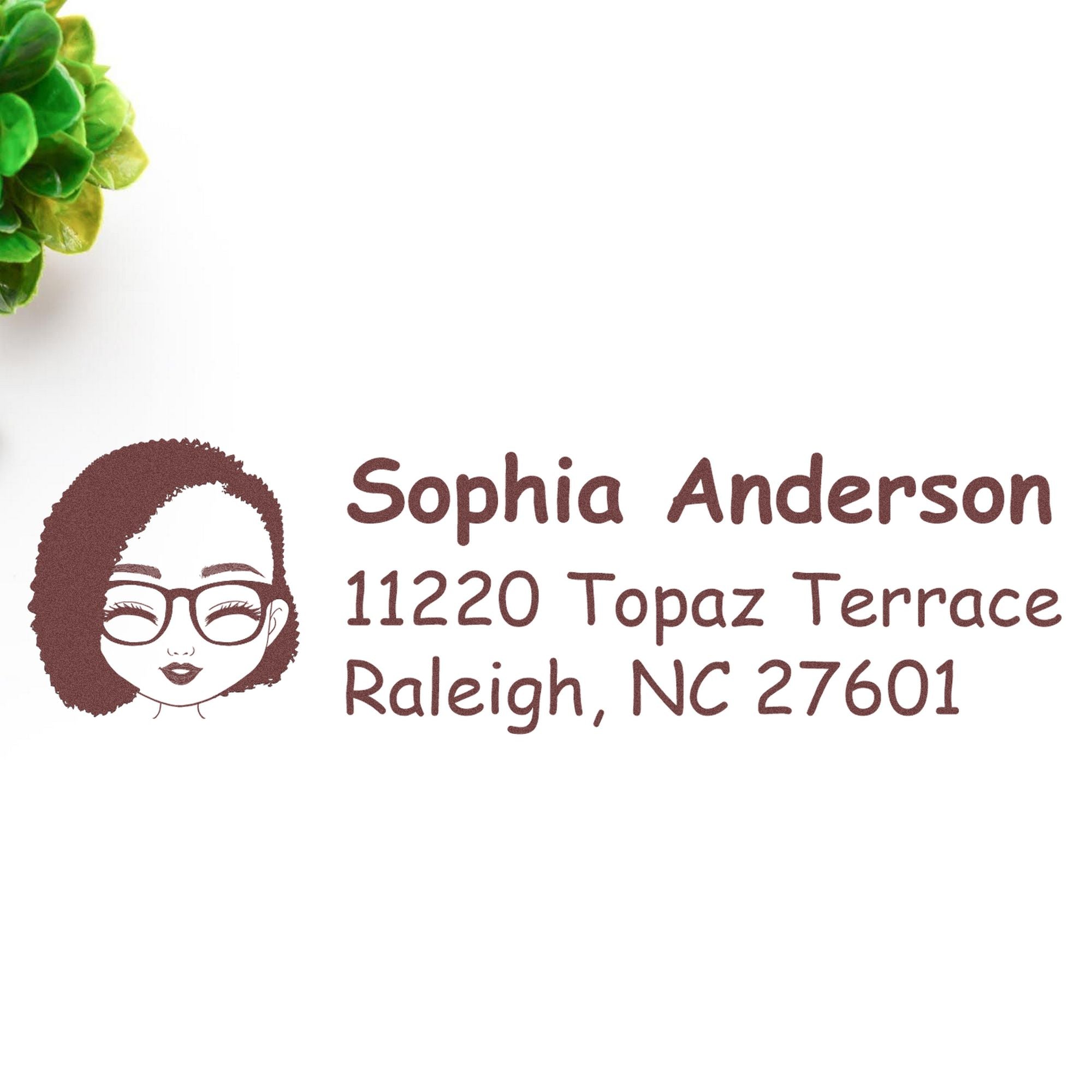 Wood Handle Ms Sophia Bitmoji Address Stamp