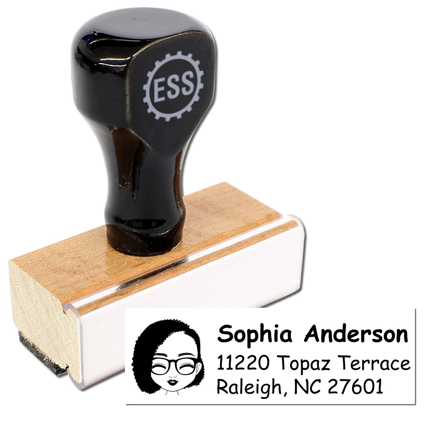 Wood Handle Ms Sophia Bitmoji Address Stamp