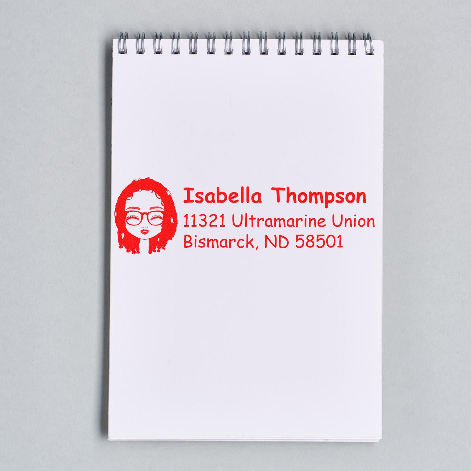 Wood Handle Ms Isabella Bitmoji Address Stamp