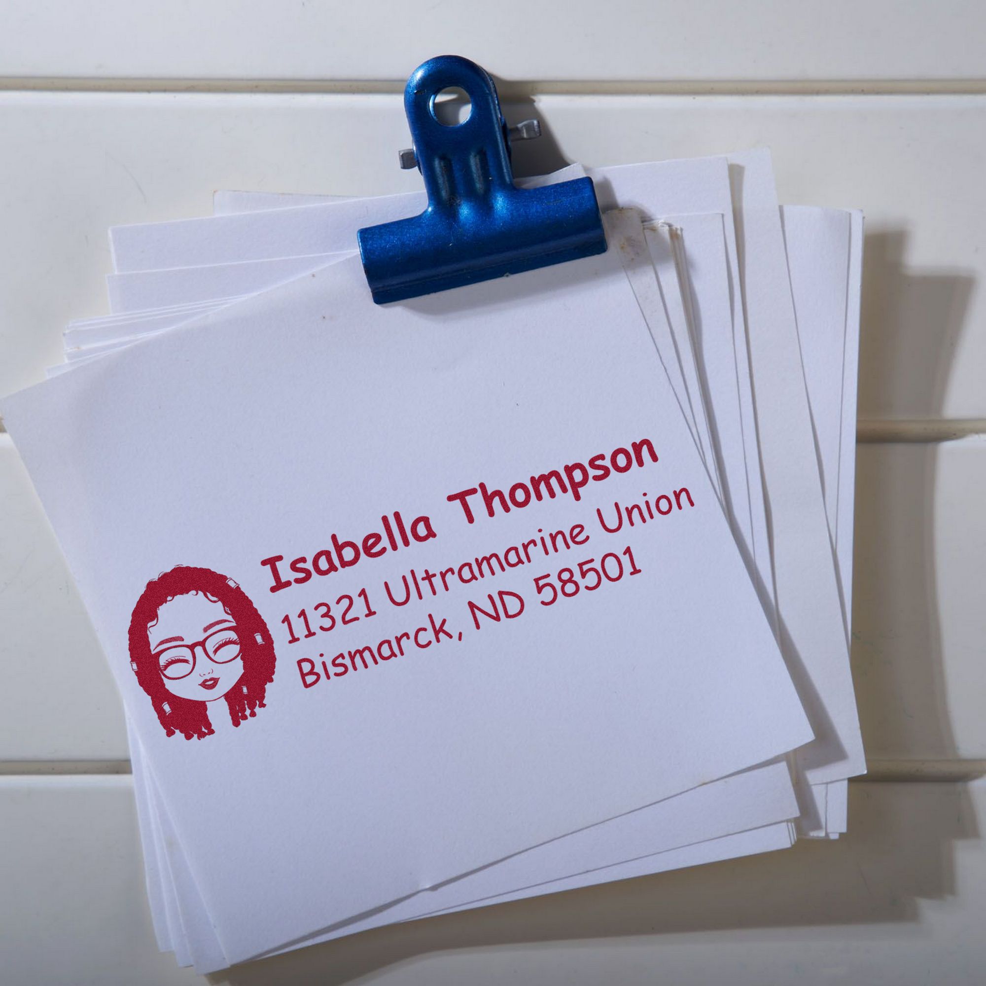 Wood Handle Ms Isabella Bitmoji Address Stamp