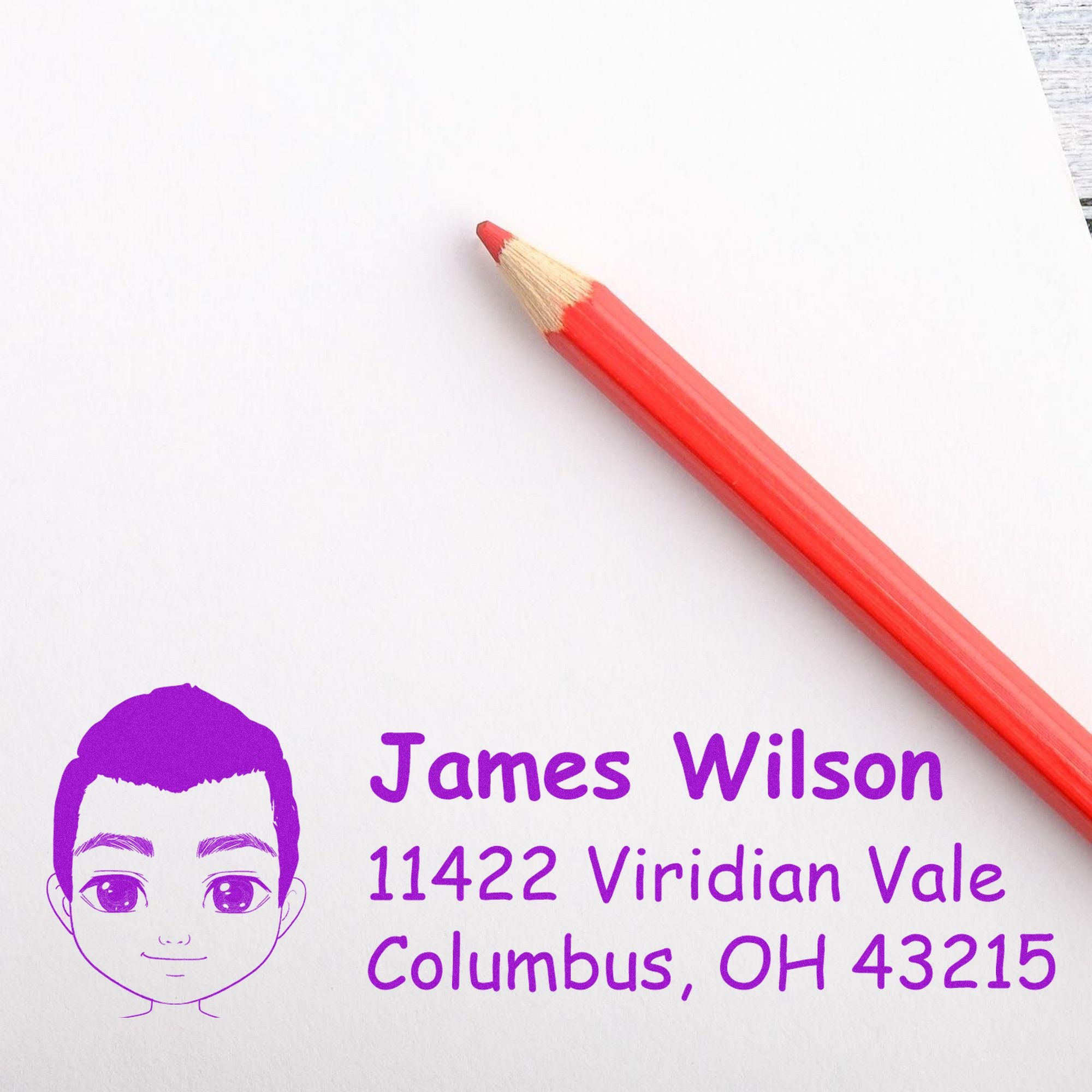 Wood Handle Mr James Bitmoji Address Stamp