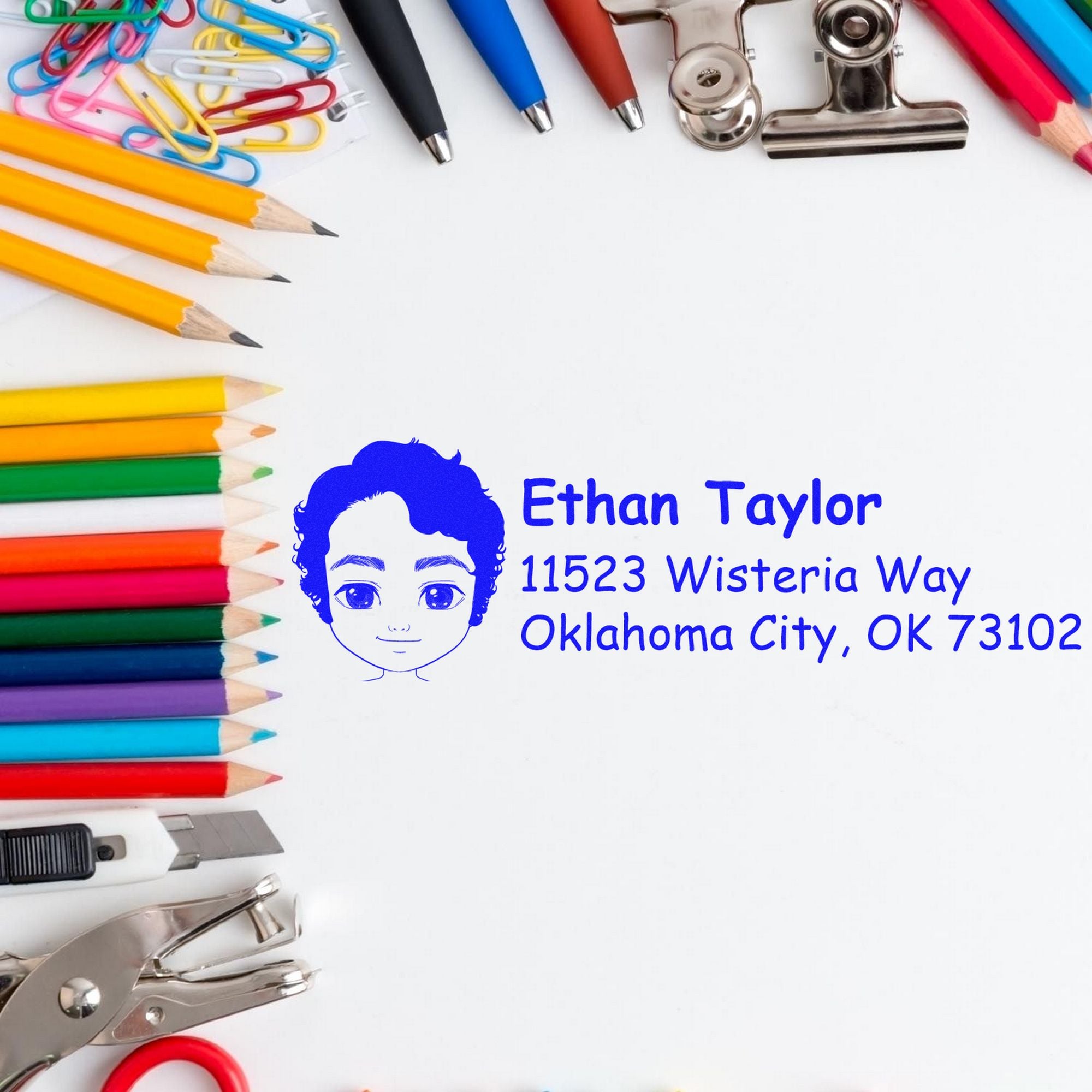 Wood Handle Mr Ethan Bitmoji Address Stamp