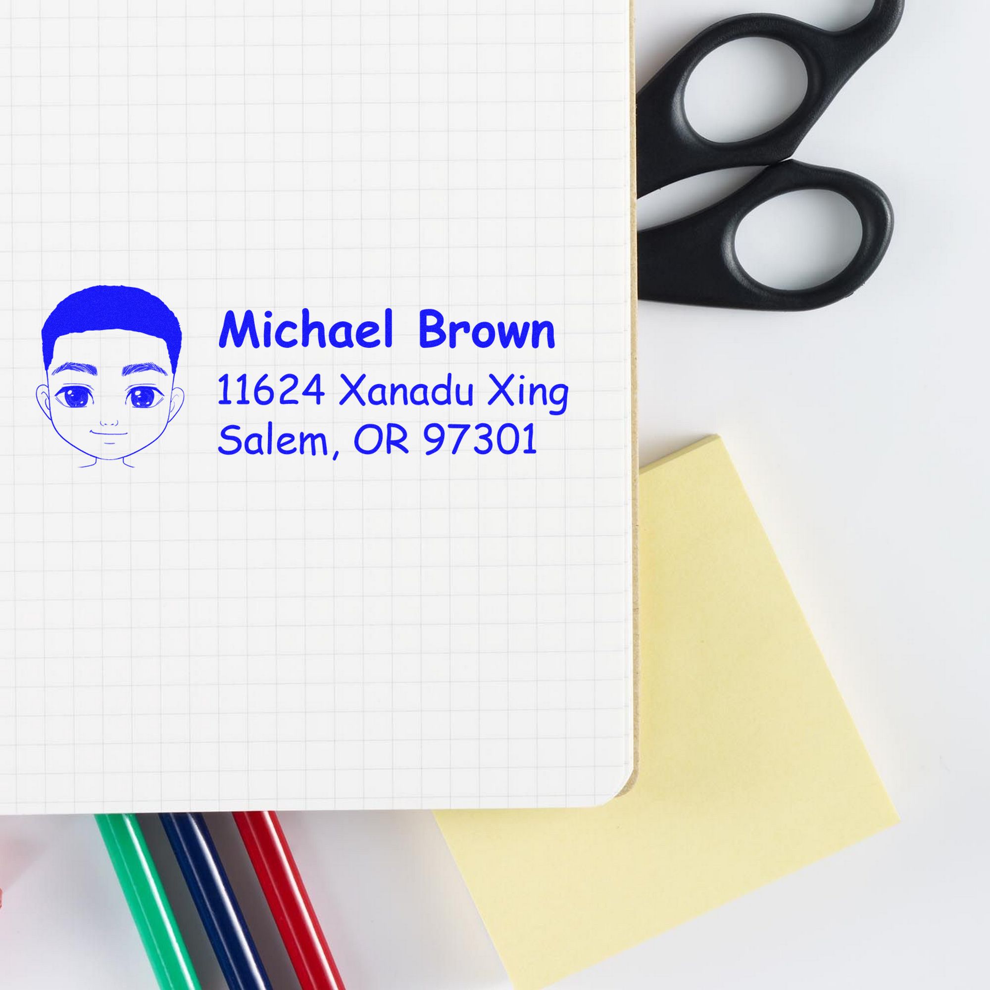 Wood Handle Mr Michael Bitmoji Address Stamp