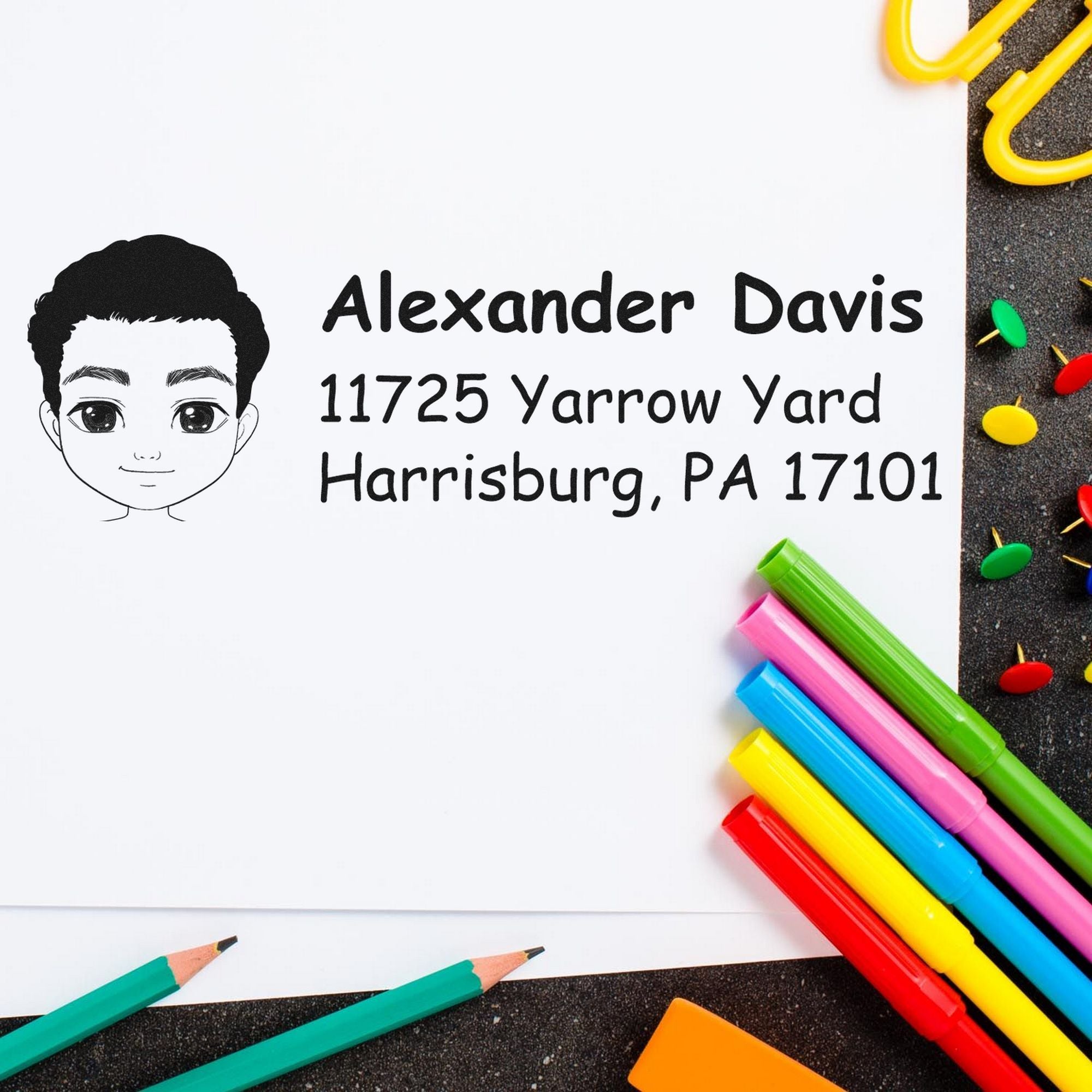 Wood Handle Mr Alexander Bitmoji Address Stamp