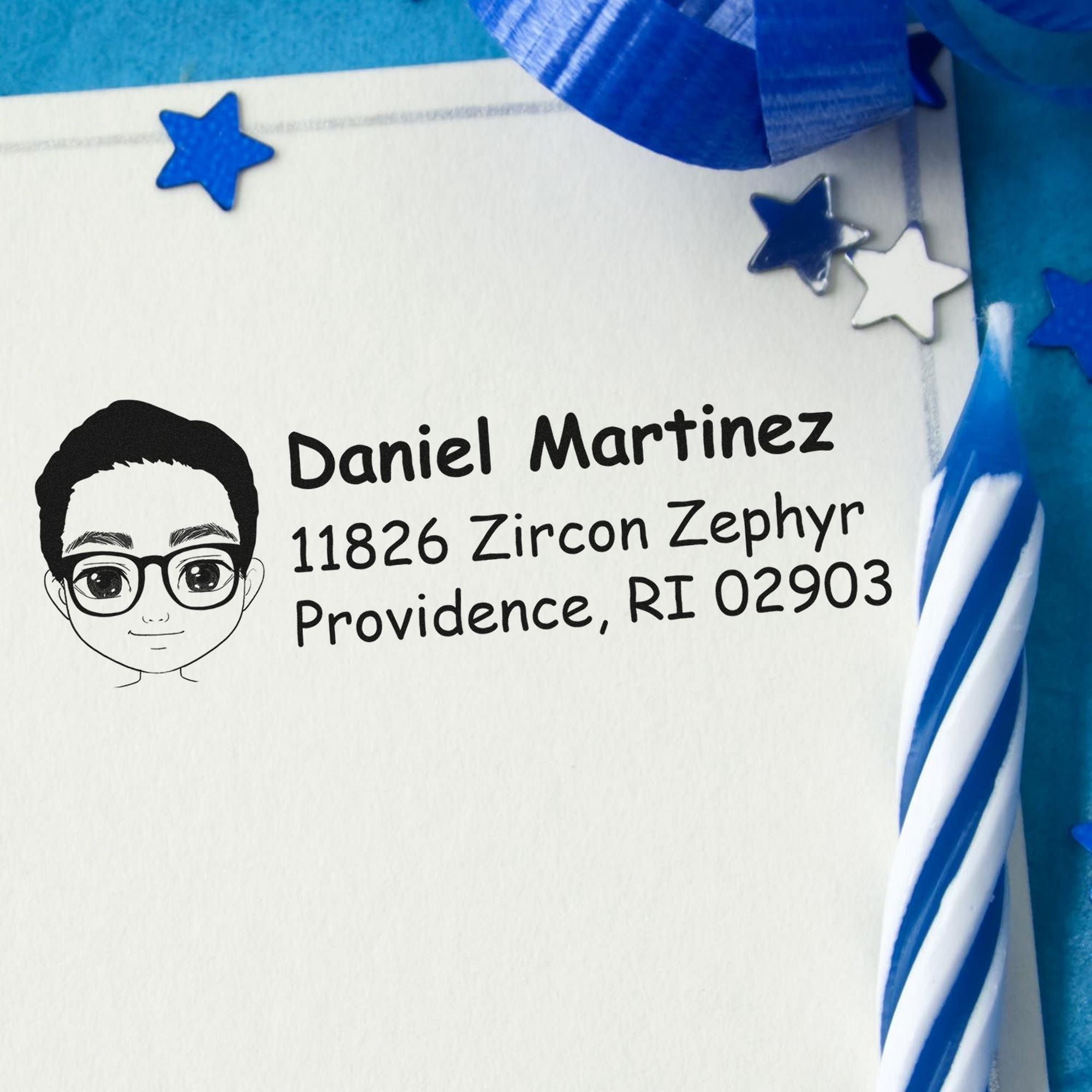 Wood Handle Mr Daniel Bitmoji Address Stamp