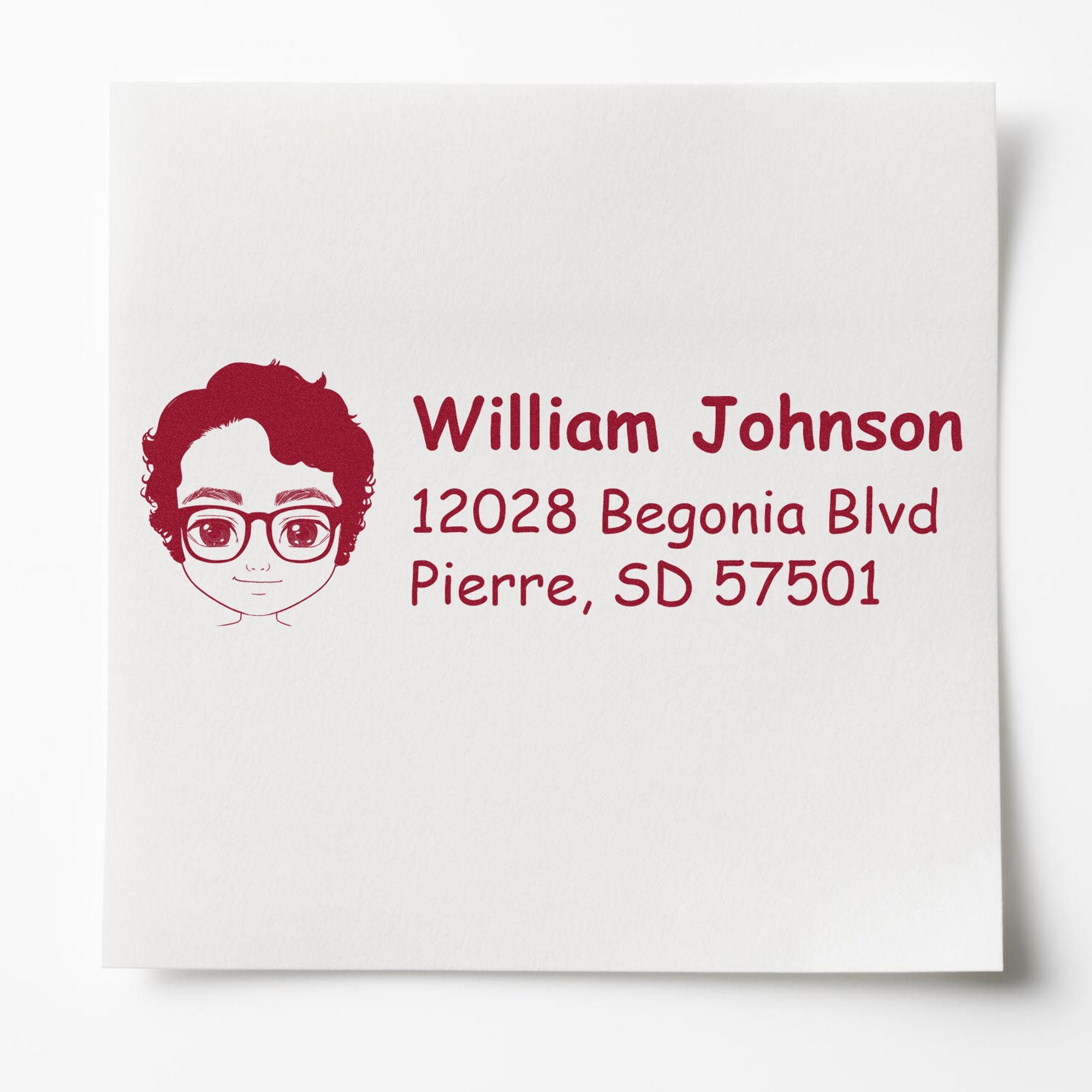 Wood Handle Mr William Bitmoji Address Stamp