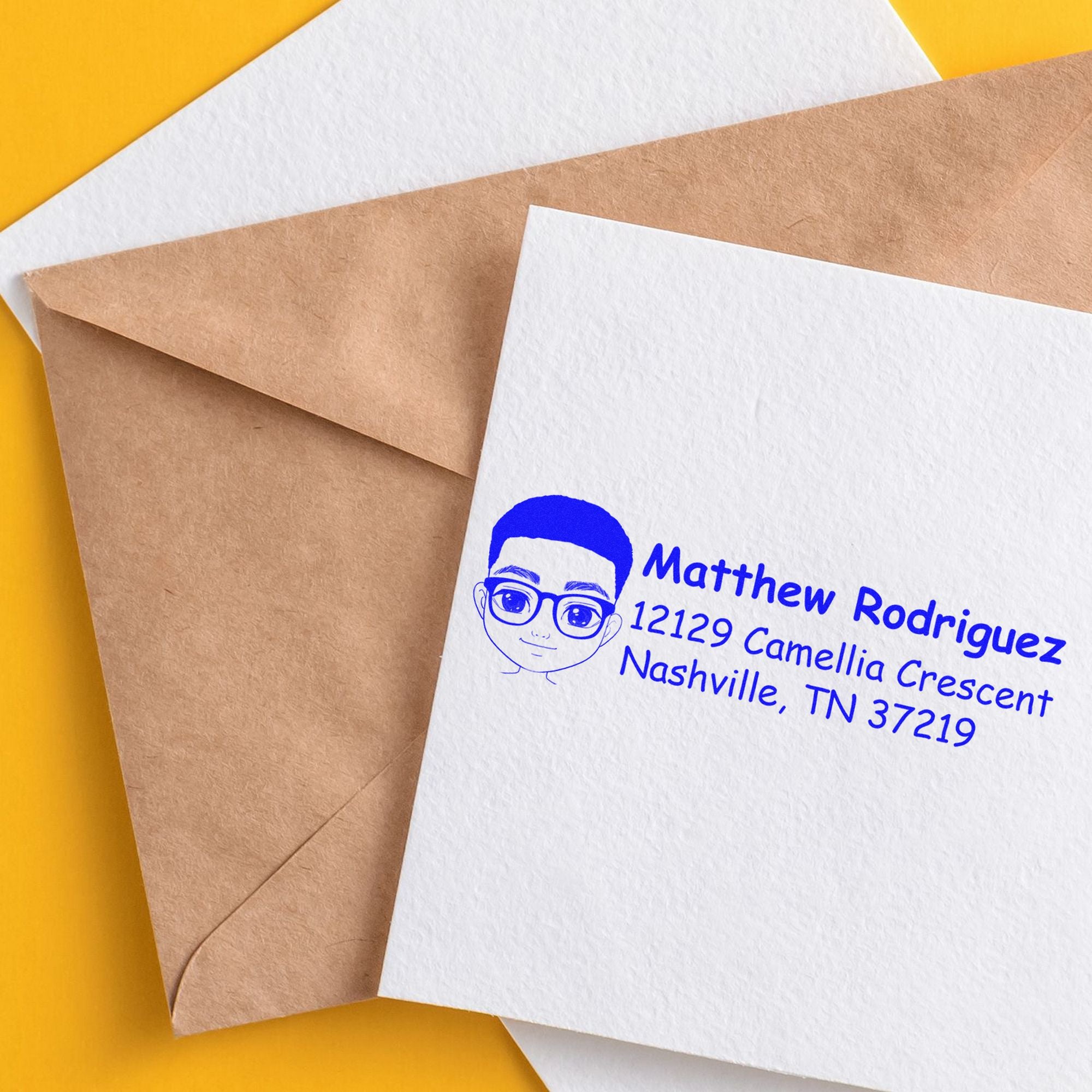 Mr Matthew Bitmoji Pre-Inked Address Stamp for House