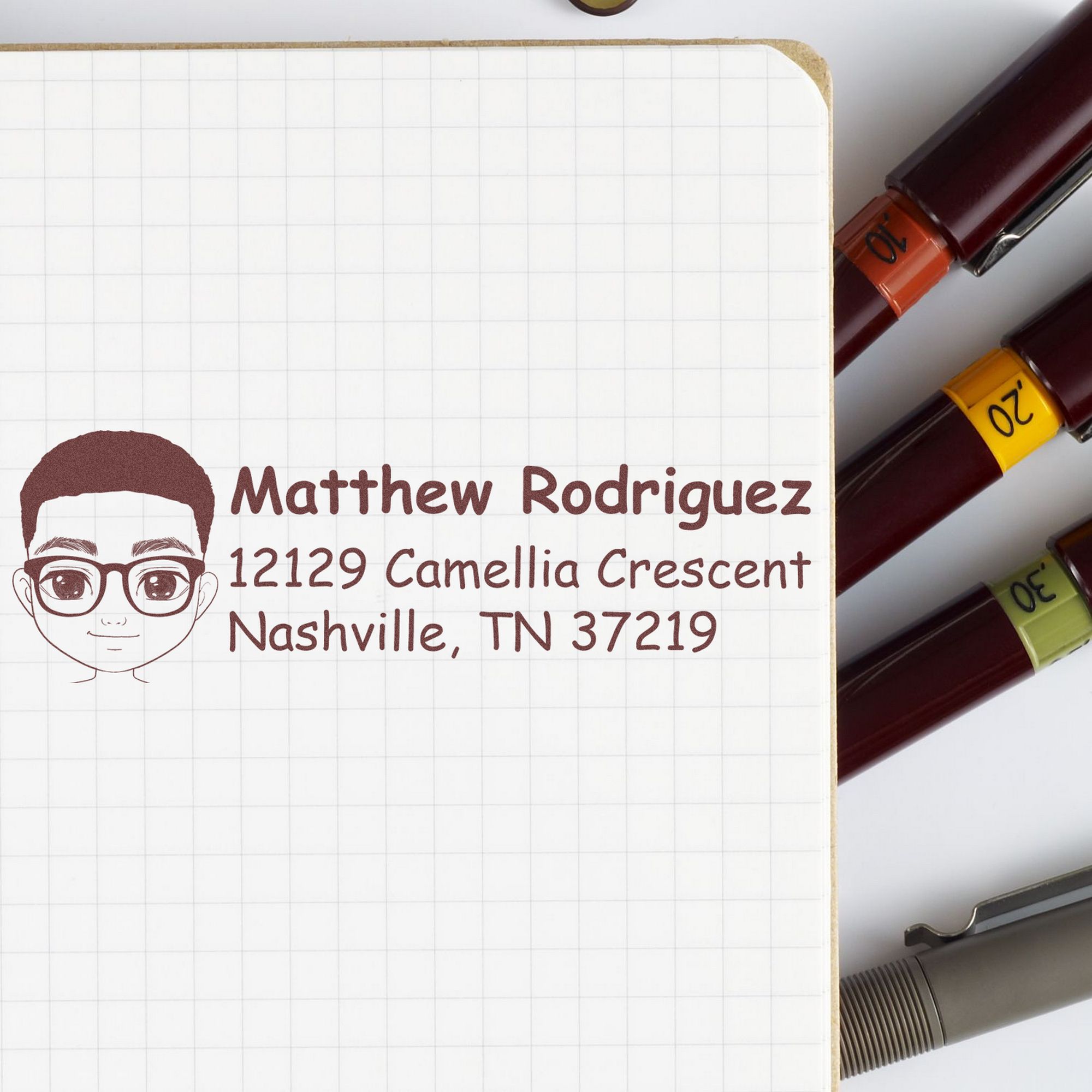 Wood Handle Mr Matthew Bitmoji Address Stamp