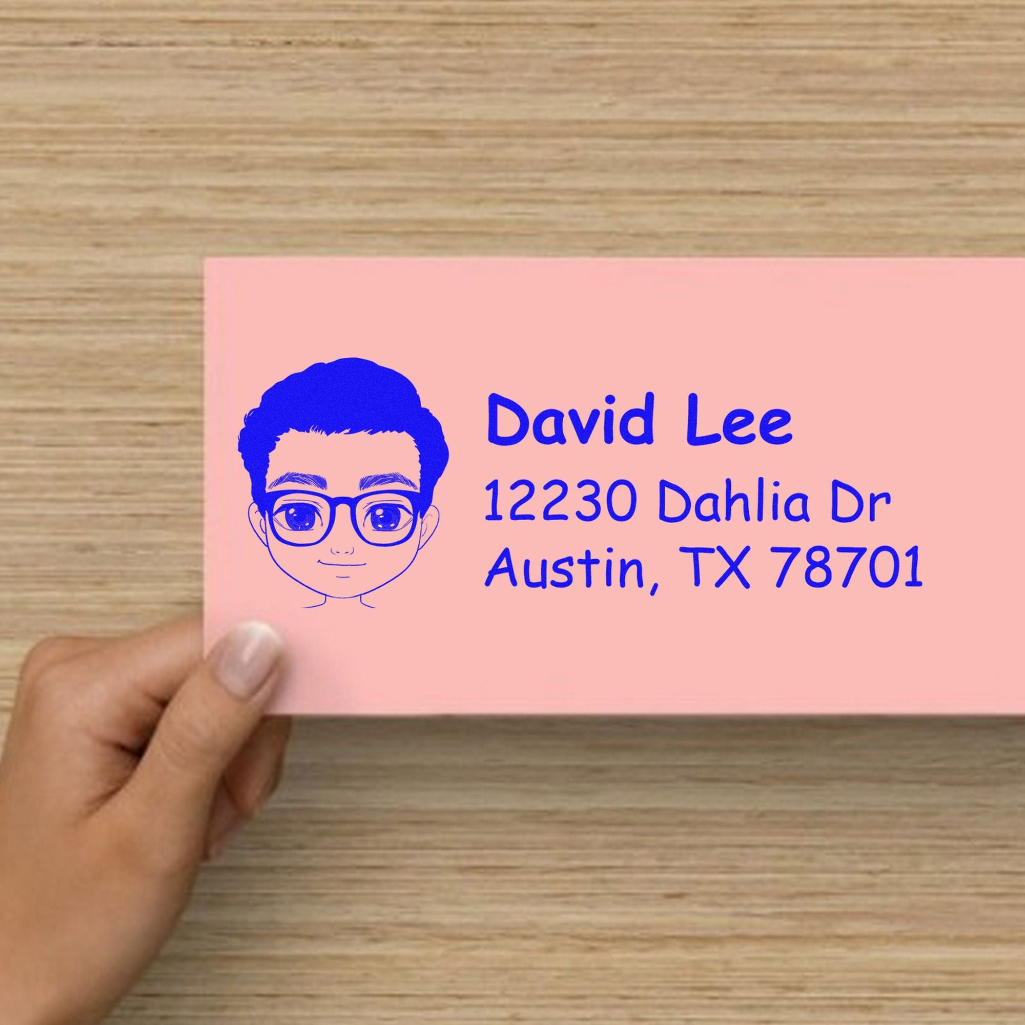 Wood Handle Mr David Bitmoji Address Stamp