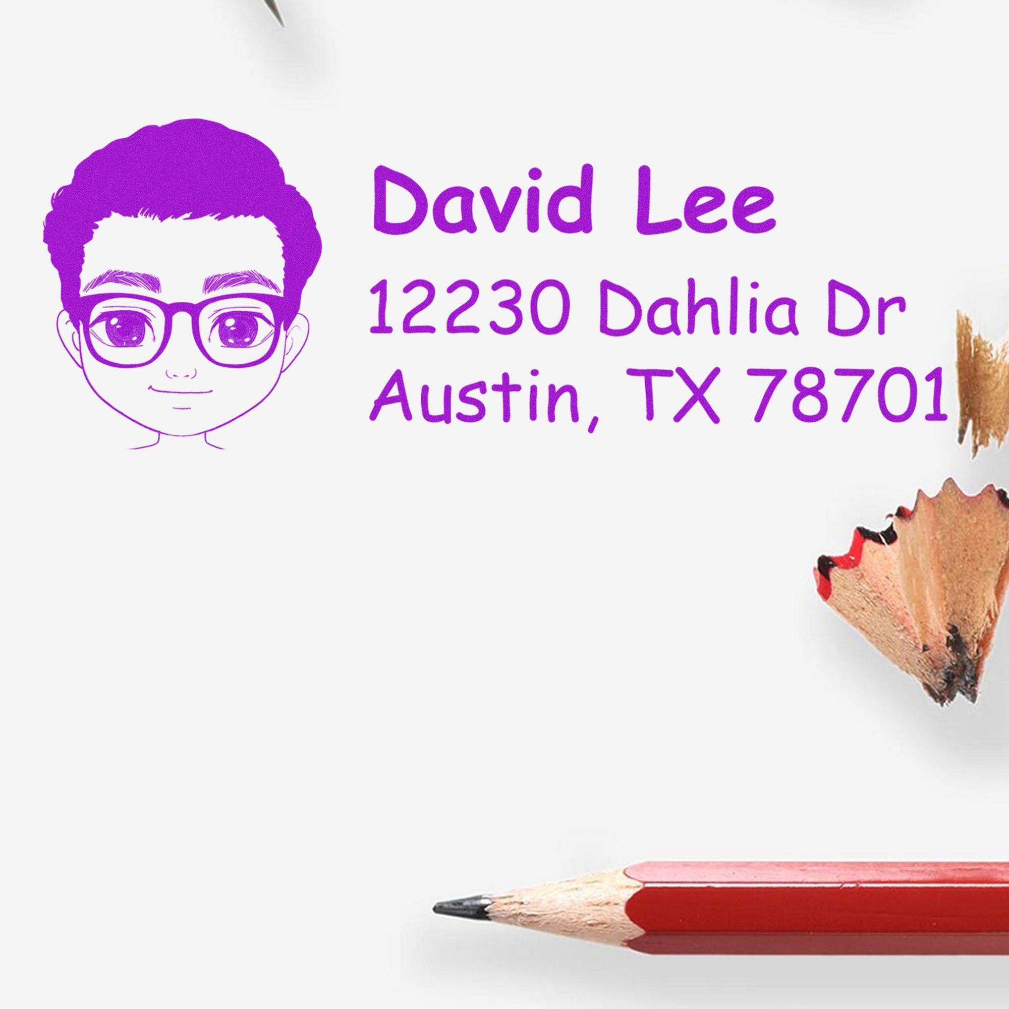 Wood Handle Mr David Bitmoji Address Stamp