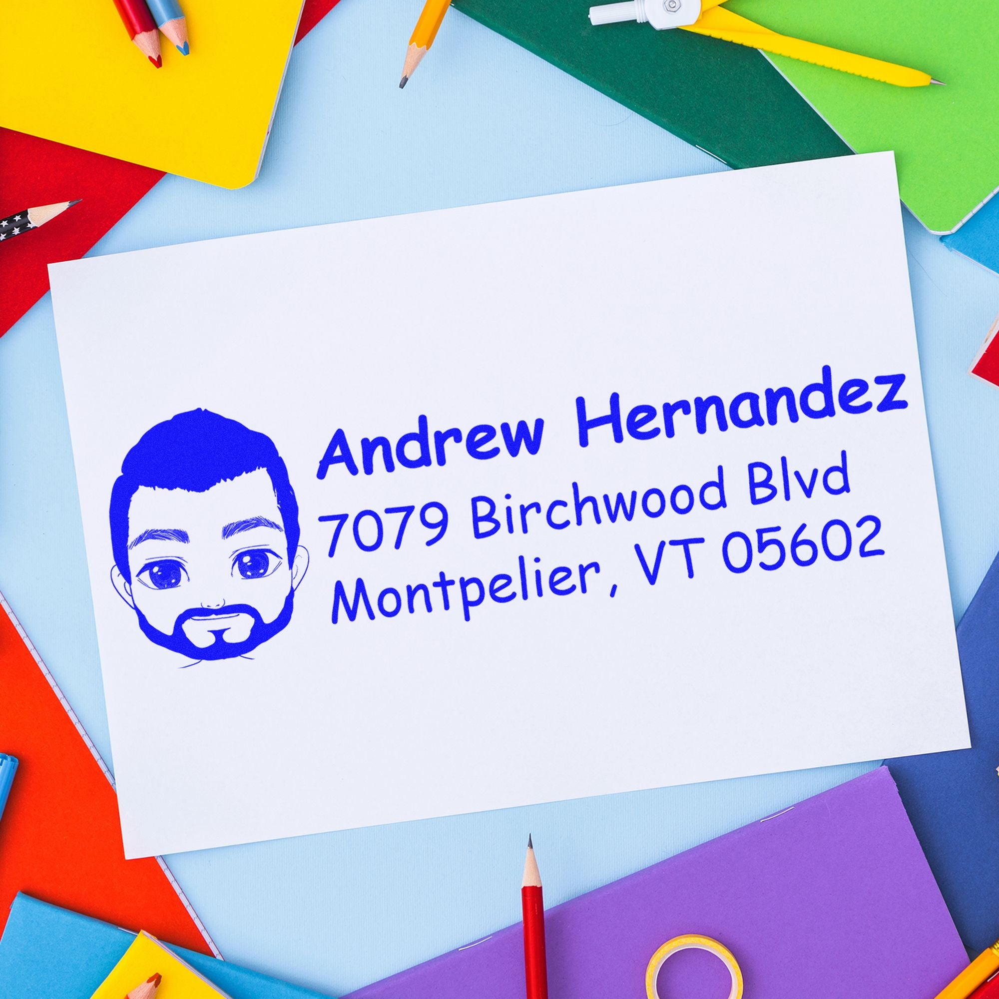 Mr Andrew Bitmoji Customized Address Stamp Pre-Inked