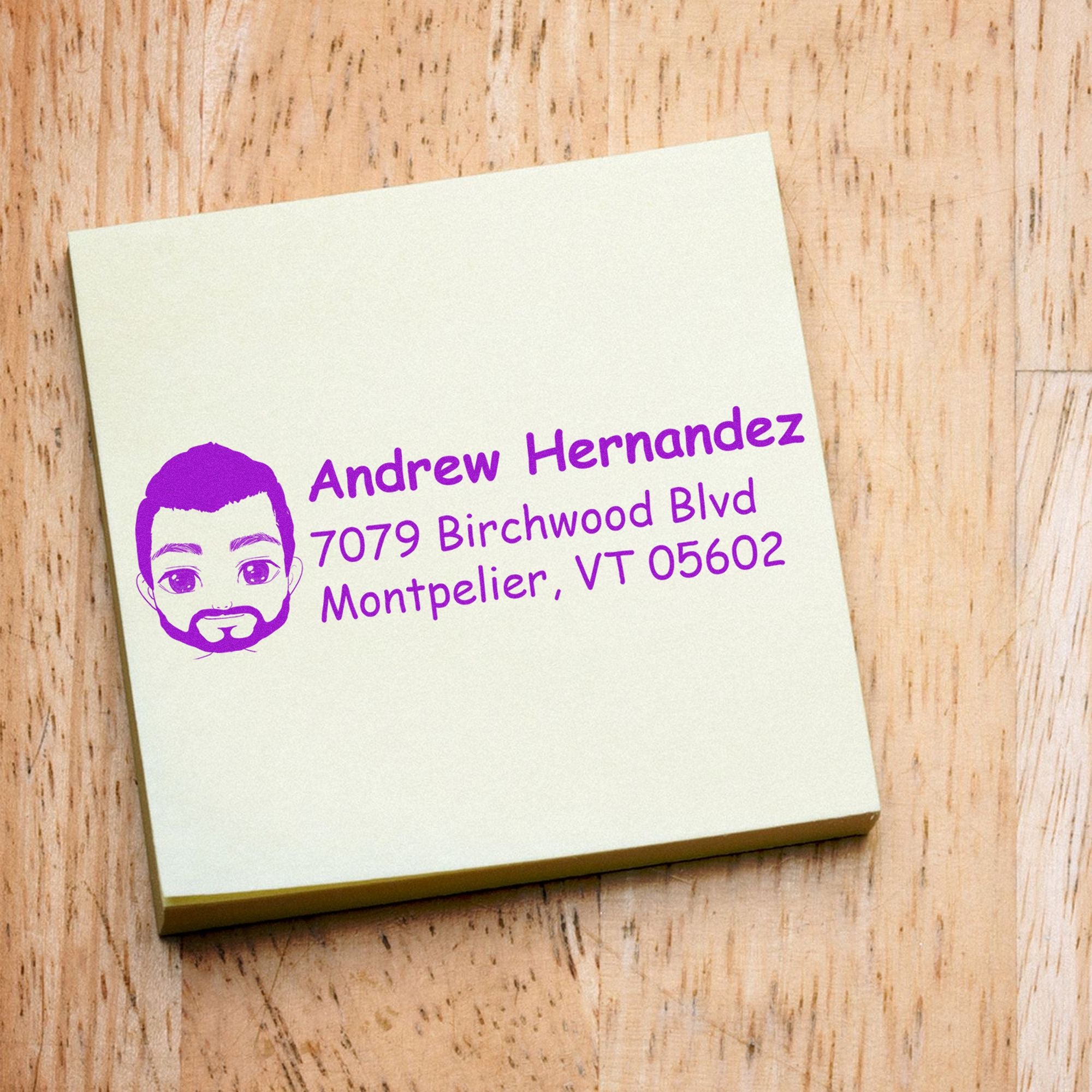 Wood Handle Mr Andrew Bitmoji Address Stamp