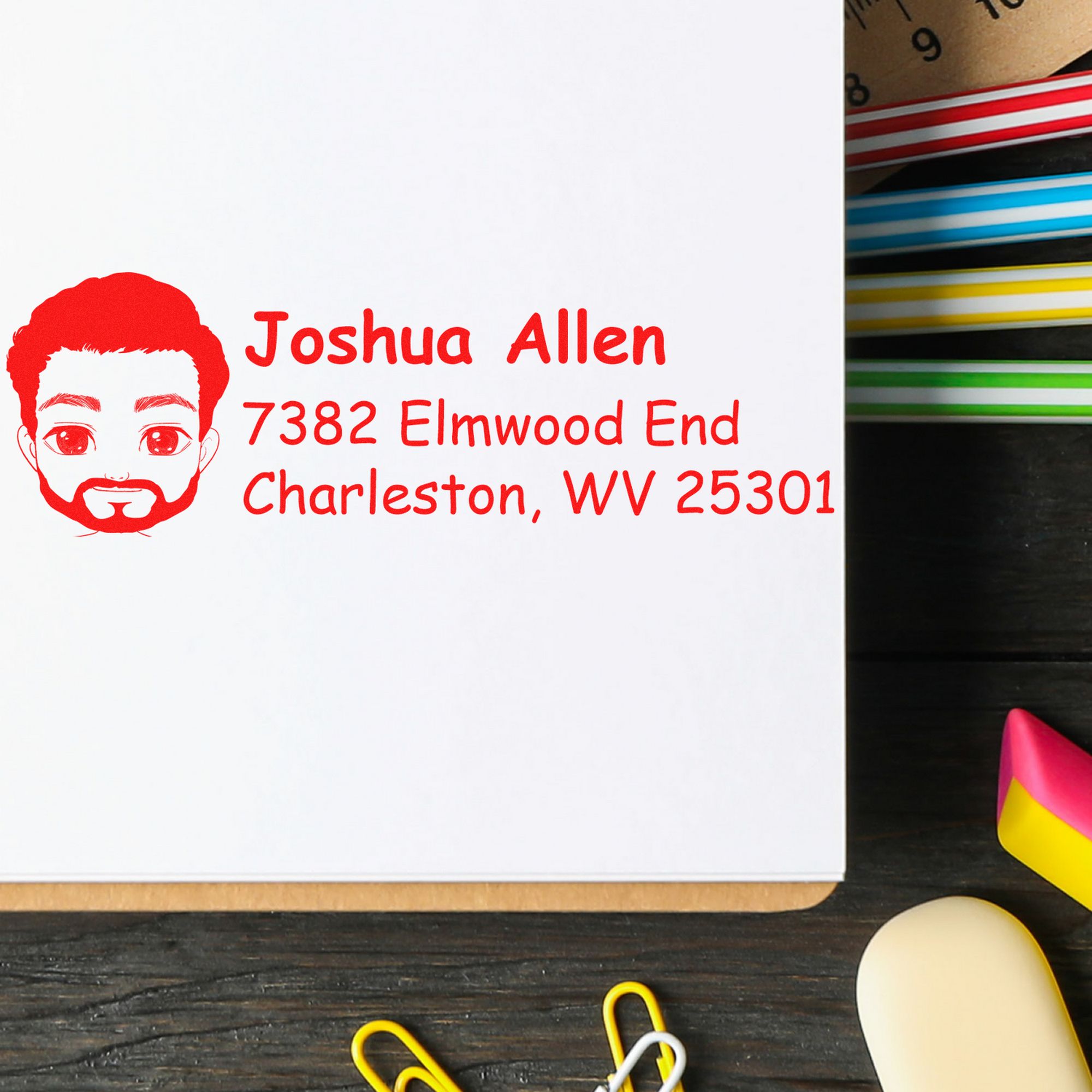 Mr Joshua Bitmoji Customized Address Stamp Pre-Inked