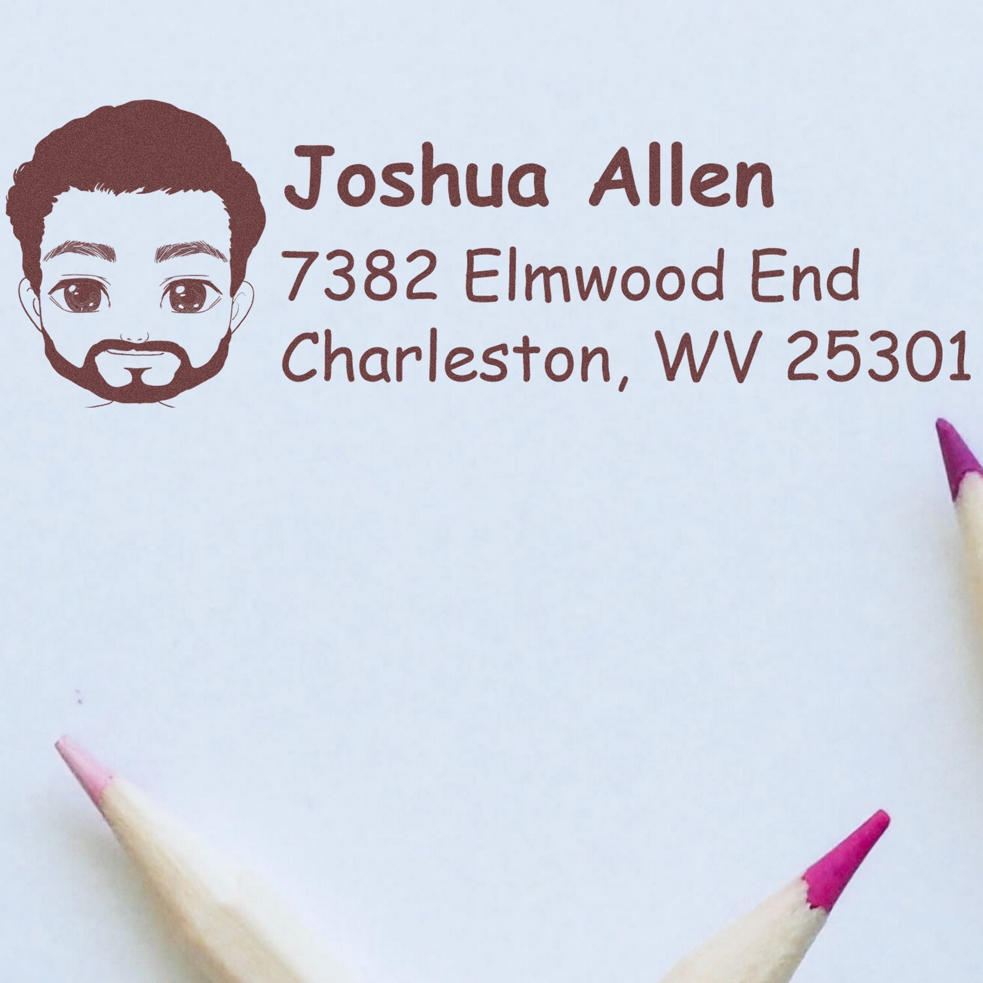 Wood Handle Mr Joshua Bitmoji Address Stamp