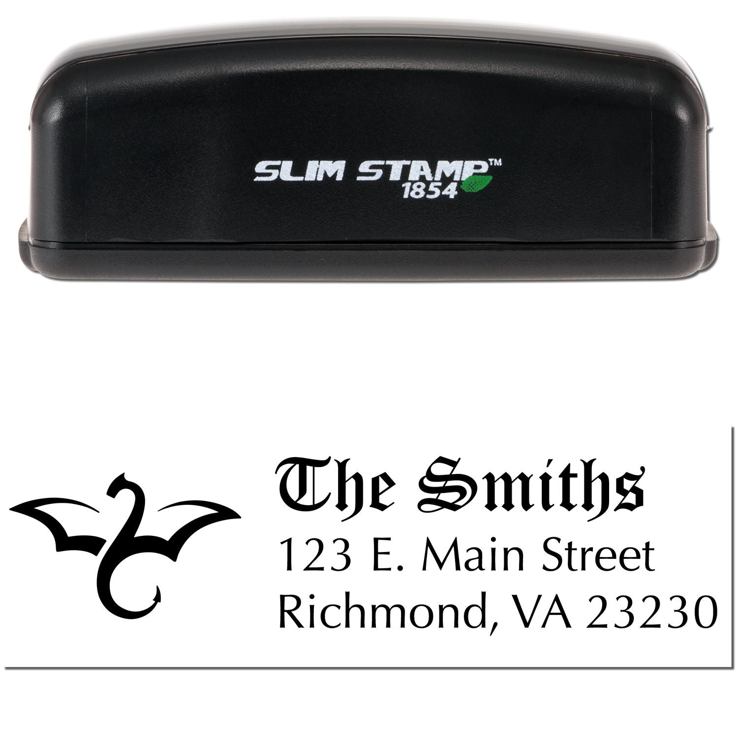 Slim Midnight Dragon Handmade Return Address Stamp