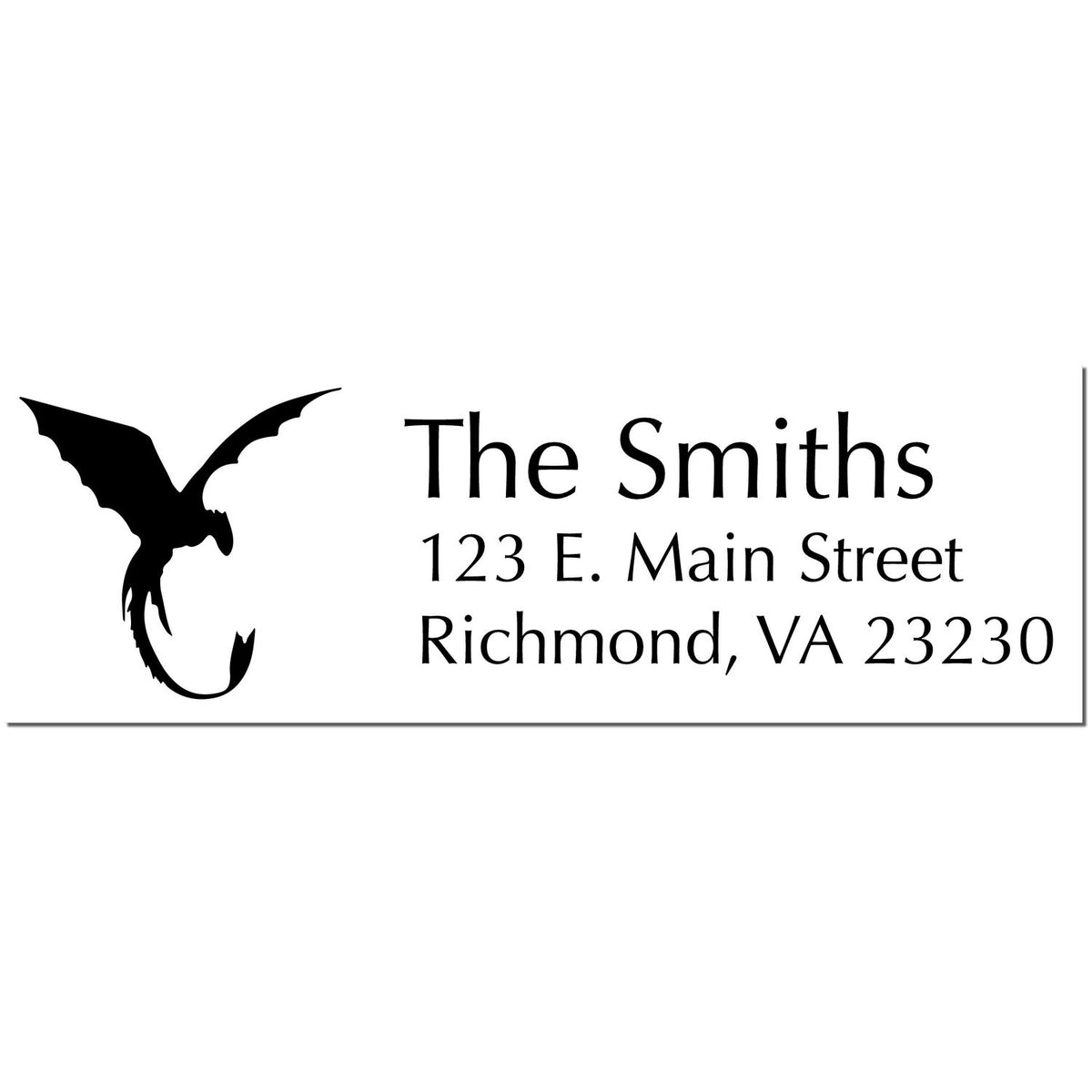 Black custom stamp and seal with eagle silhouette, The Smiths, 123 E. Main Street, Richmond, VA 23230