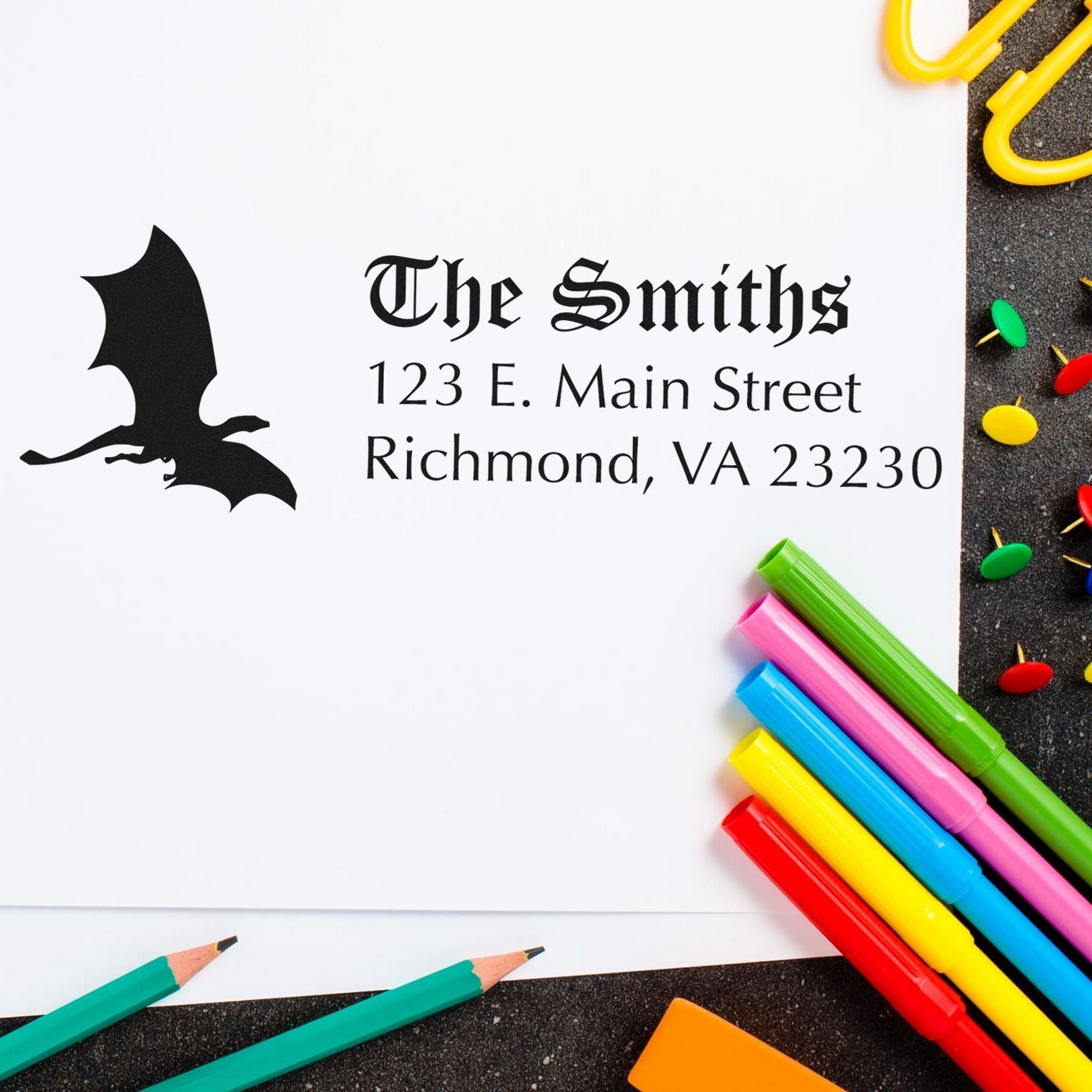 Self-Inking Vengeance Dragon Personalized Mailing Address Stamp