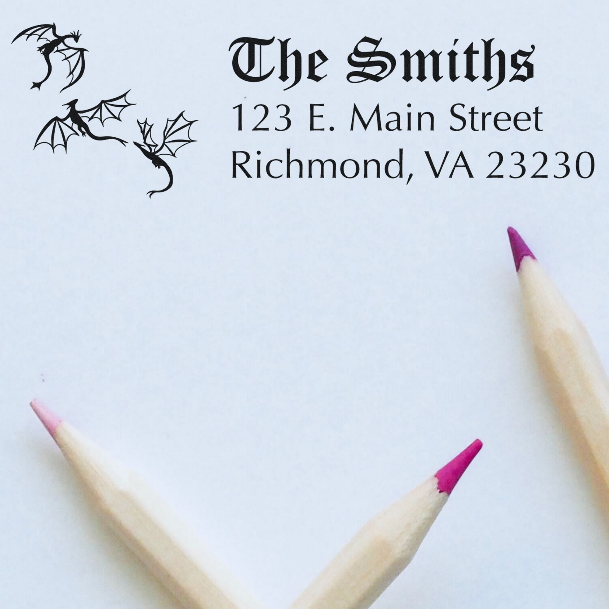 Onyx Dragon Personalized Return Address Pre-Inked Stamp