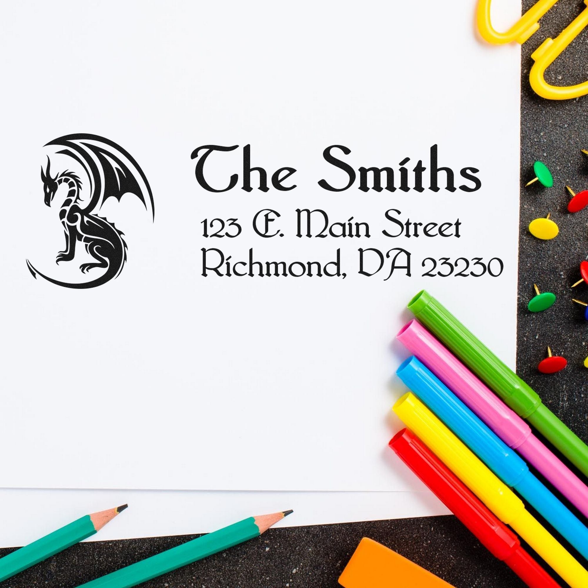 Self-Inking Molten Dragon Customized Home Address Stamp