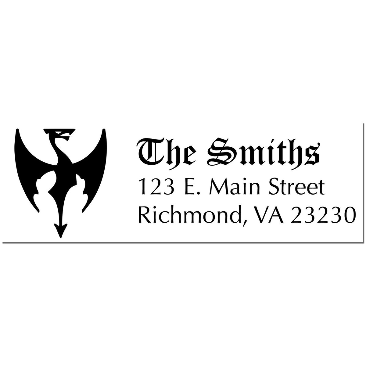 Black custom stamp and seal design with gothic The Smiths, address, and emblem on a white background.