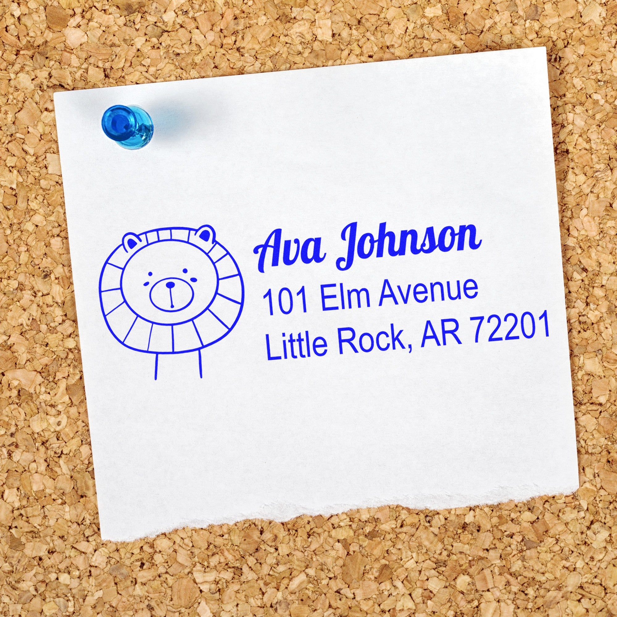 Lovable Lion's Lair Customize Address Return Self-Inking Stamp