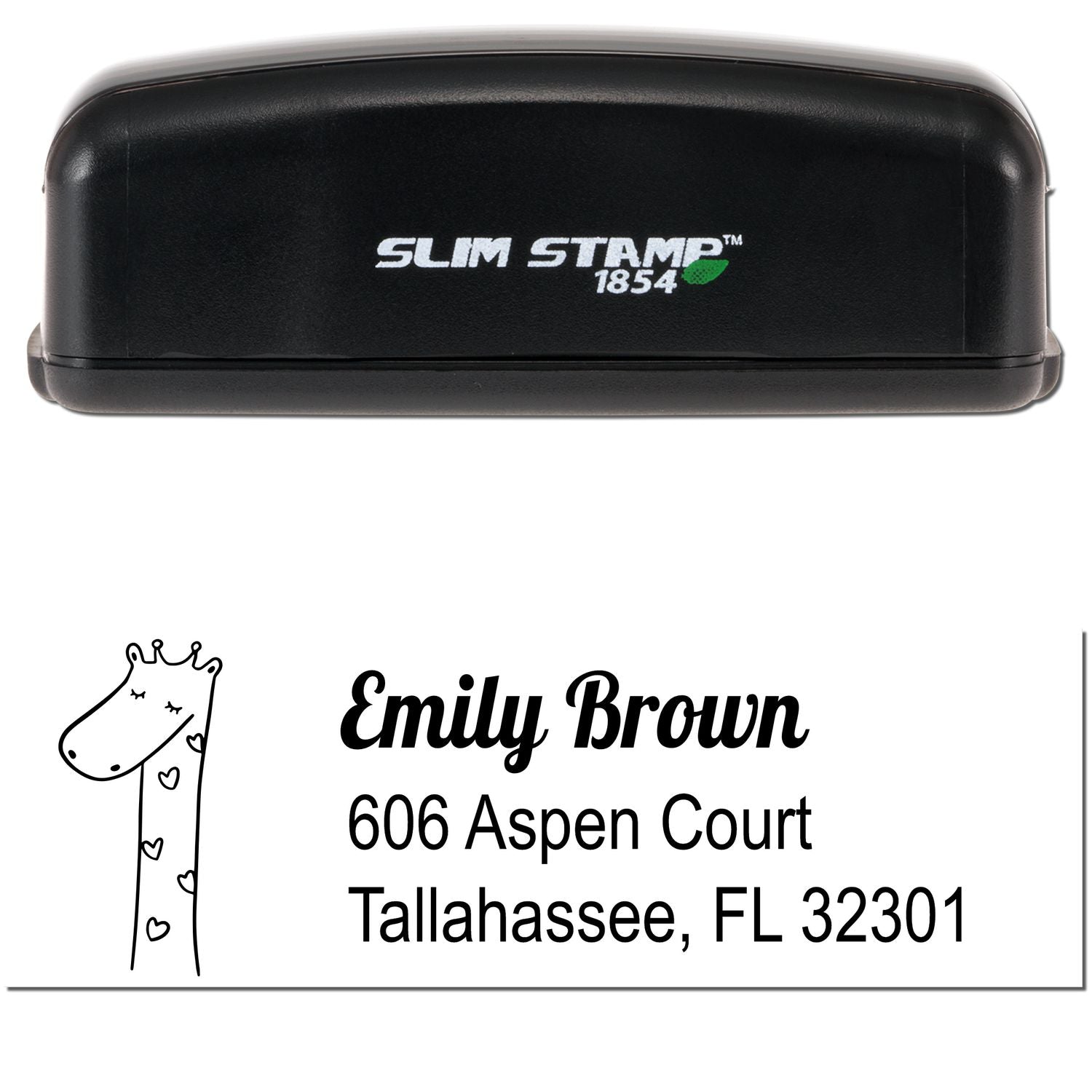 Slim Pre-Inked Lovely Giraffe Custom Home Address Stamp