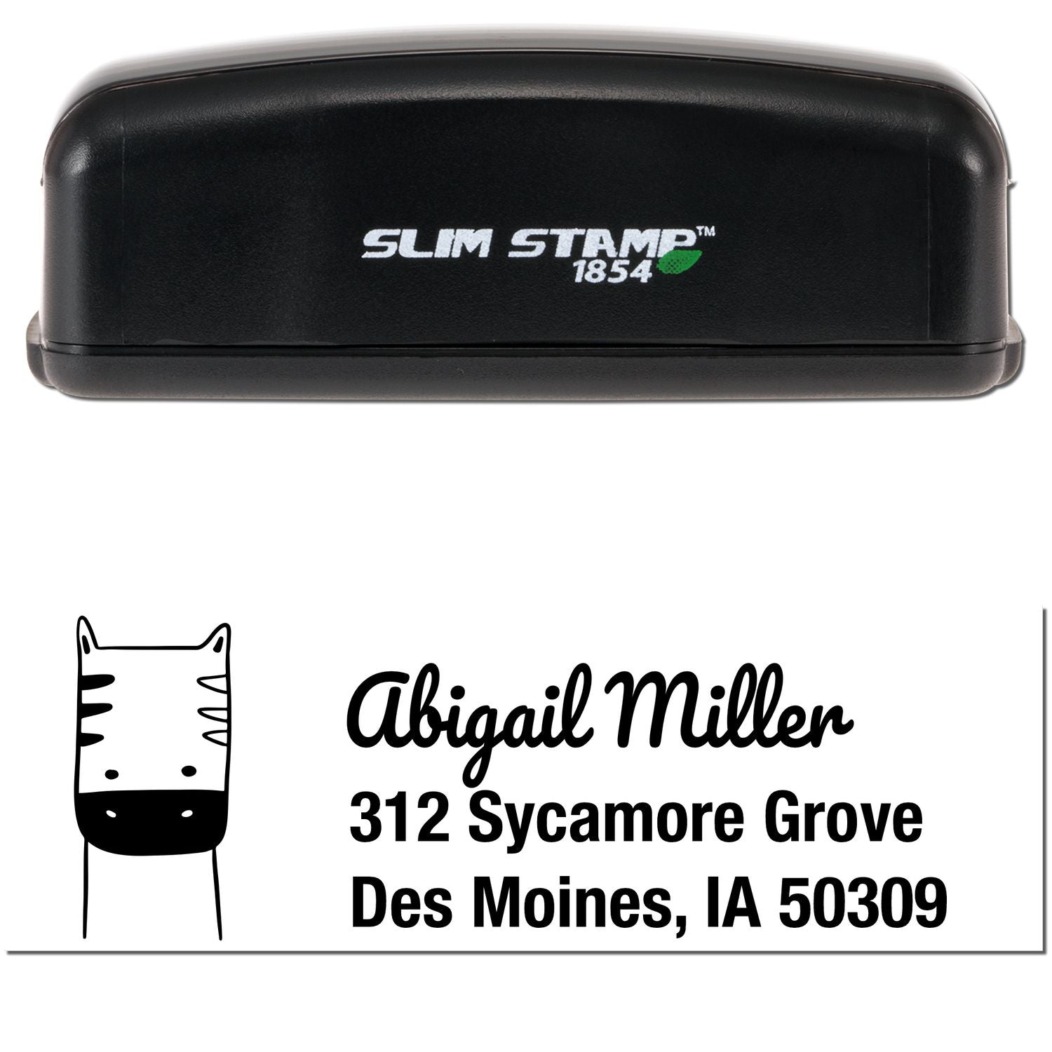 Slim Pre-Inked Frolicsome Zebra Custom Address Label Stamp