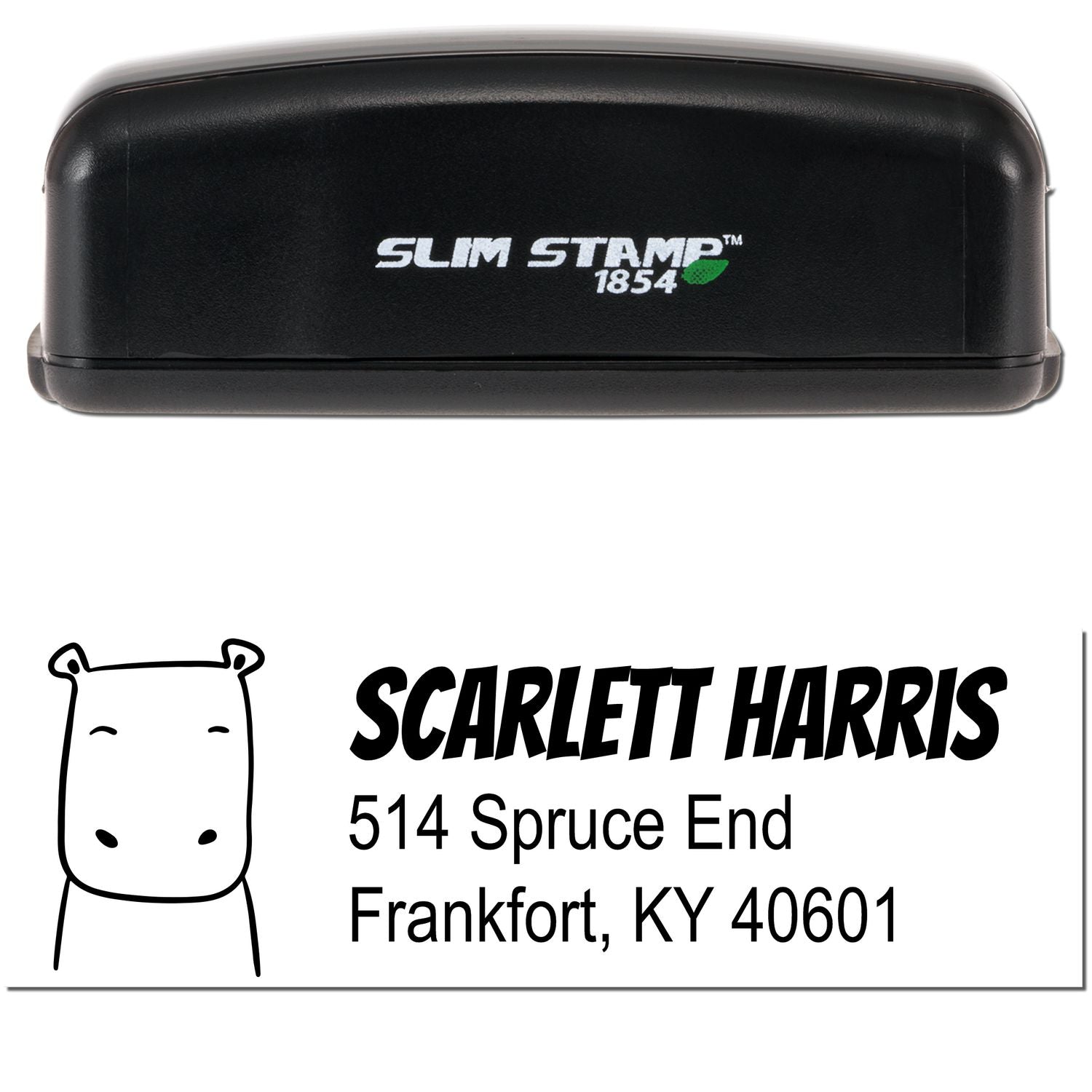 Slim Pre-Inked Hopeful Hippo Customized Return Address Stamp