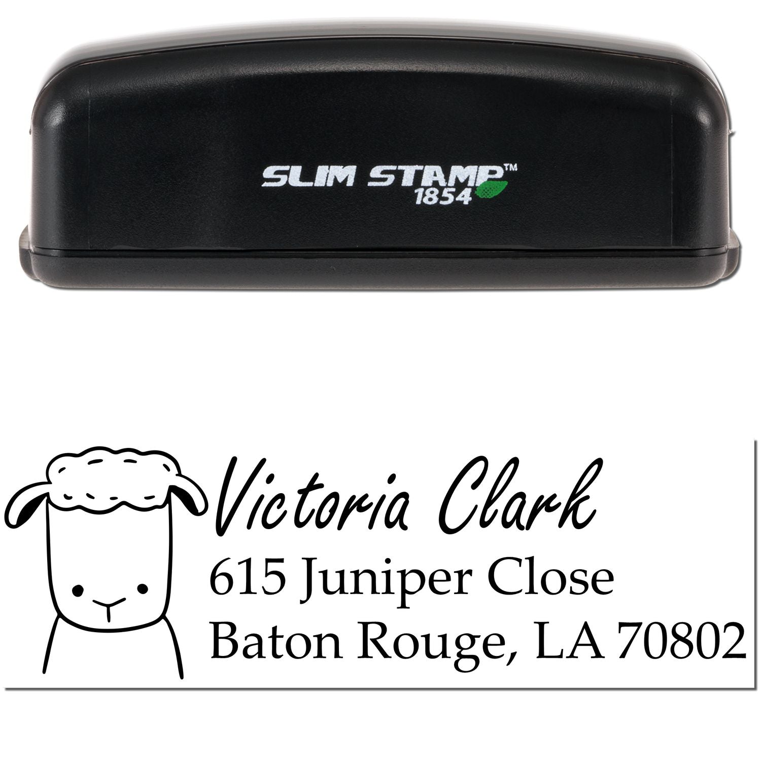 Slim Pre-Inked Fluffy Sheep Customized Name and Address Stamp