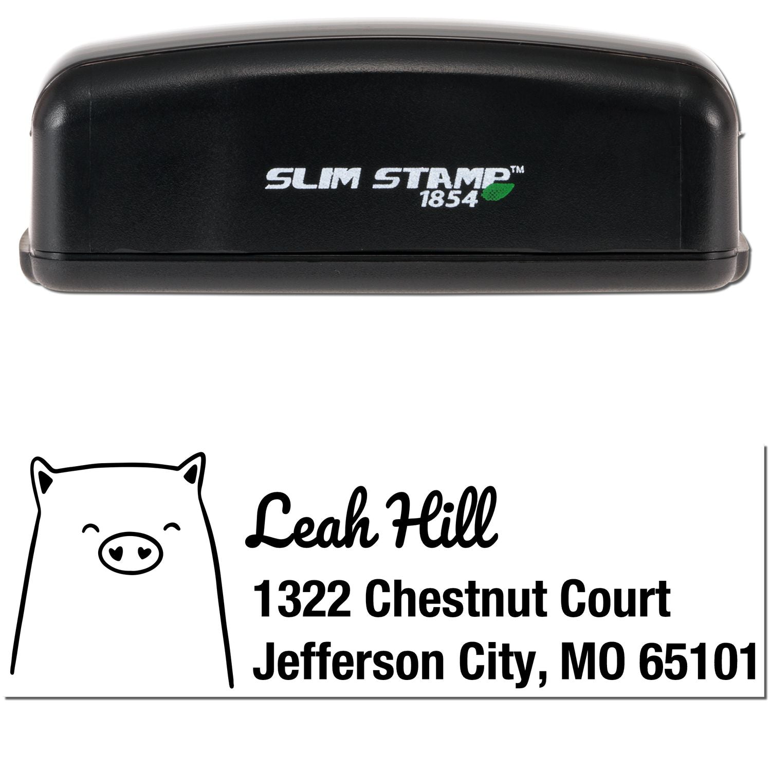 Slim Pre-Inked Cheery Pig Customized New Address Stamp