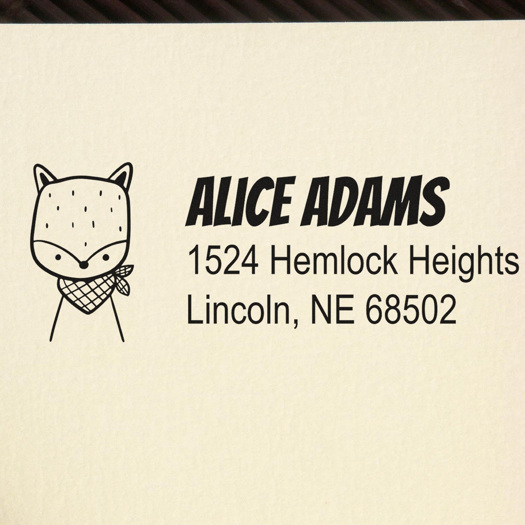 Slim Pre-Inked Fancy Fox Customized Address Label Stamp