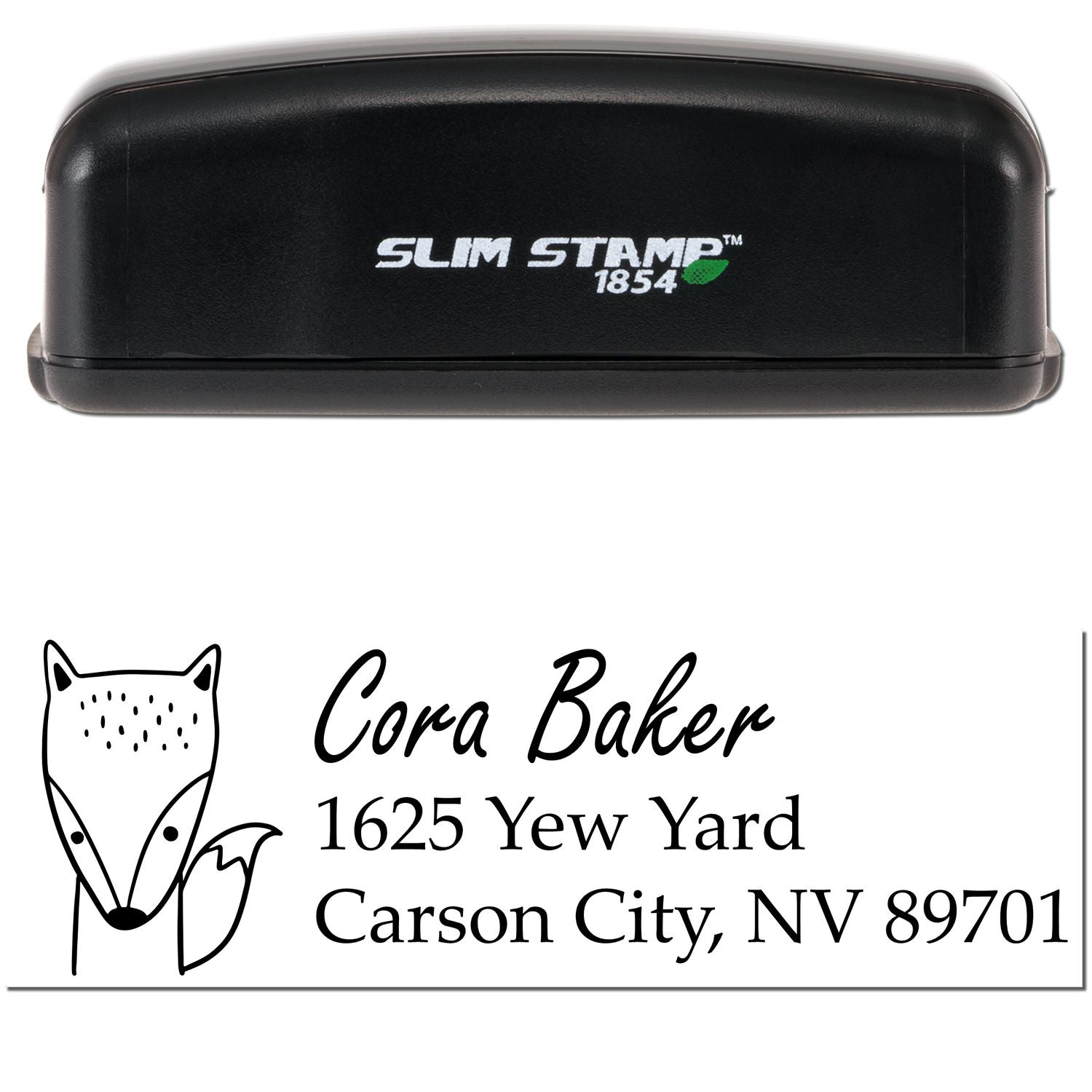 Slim Pre-Inked Fast Fox Handmade Address Stamp