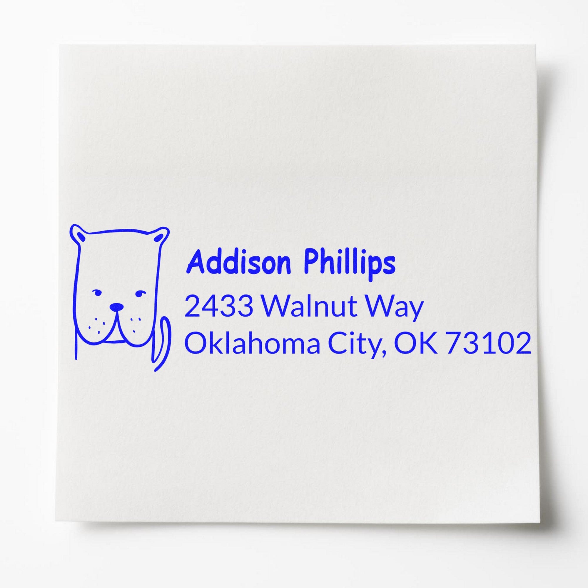 Wood Handle Daring Dog Customized Address Label Rubber Stamp