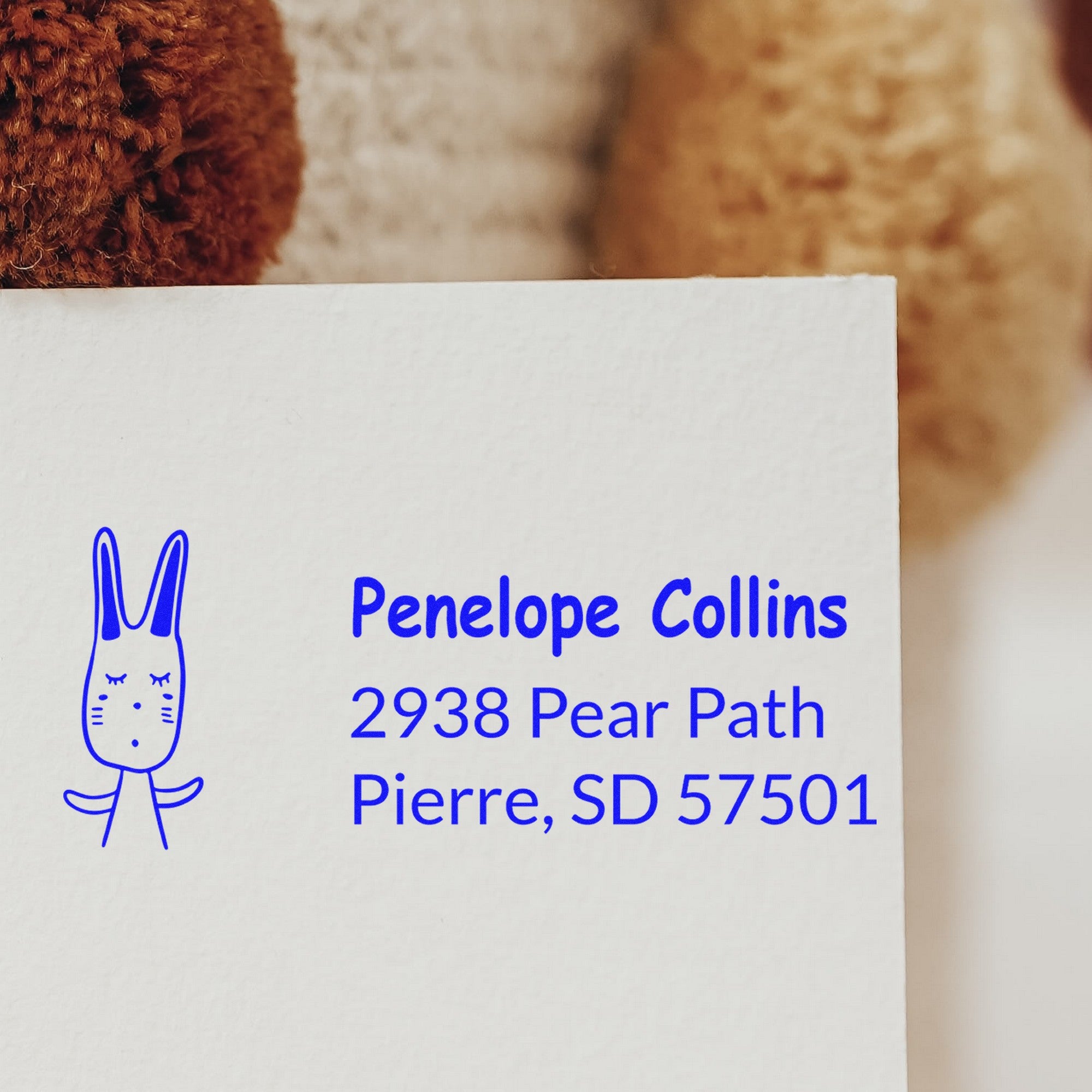 Wood Handle Bouncy Bunny Handmade Mail Rubber Stamp