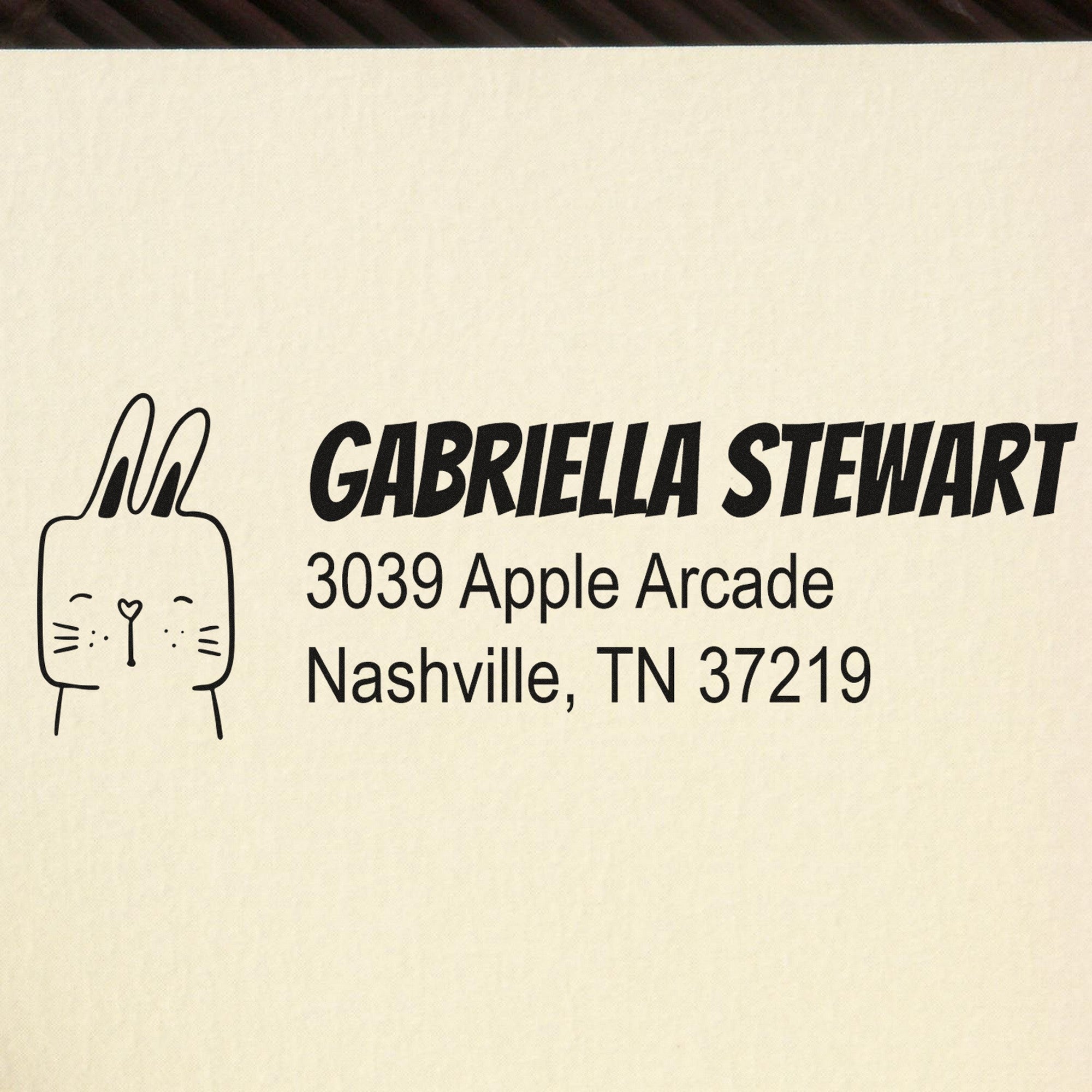 PSI Fuzzy Rabbit Customizable Address Label Pre-Inked Stamp