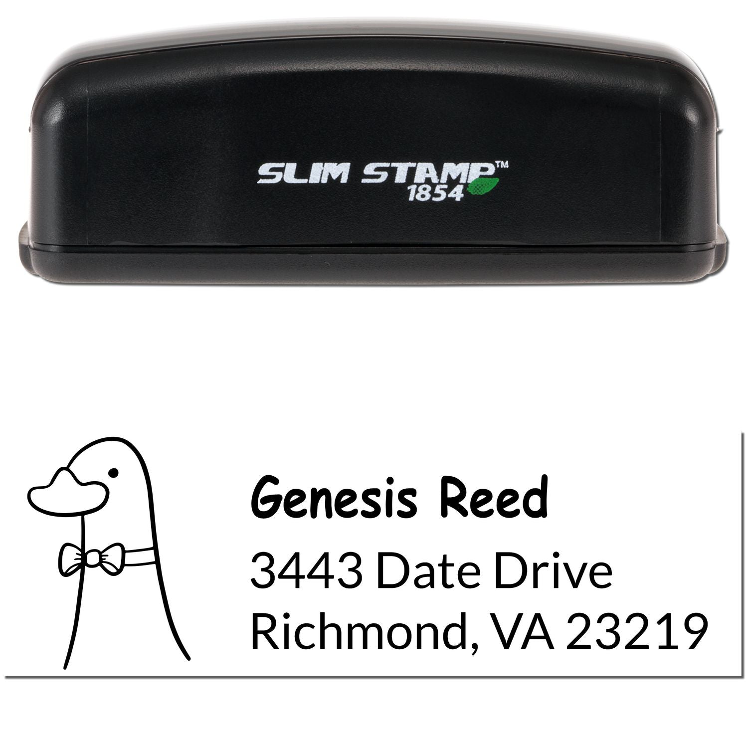 Slim Pre-Inked Dashing Duck Customize Address Return Stamp