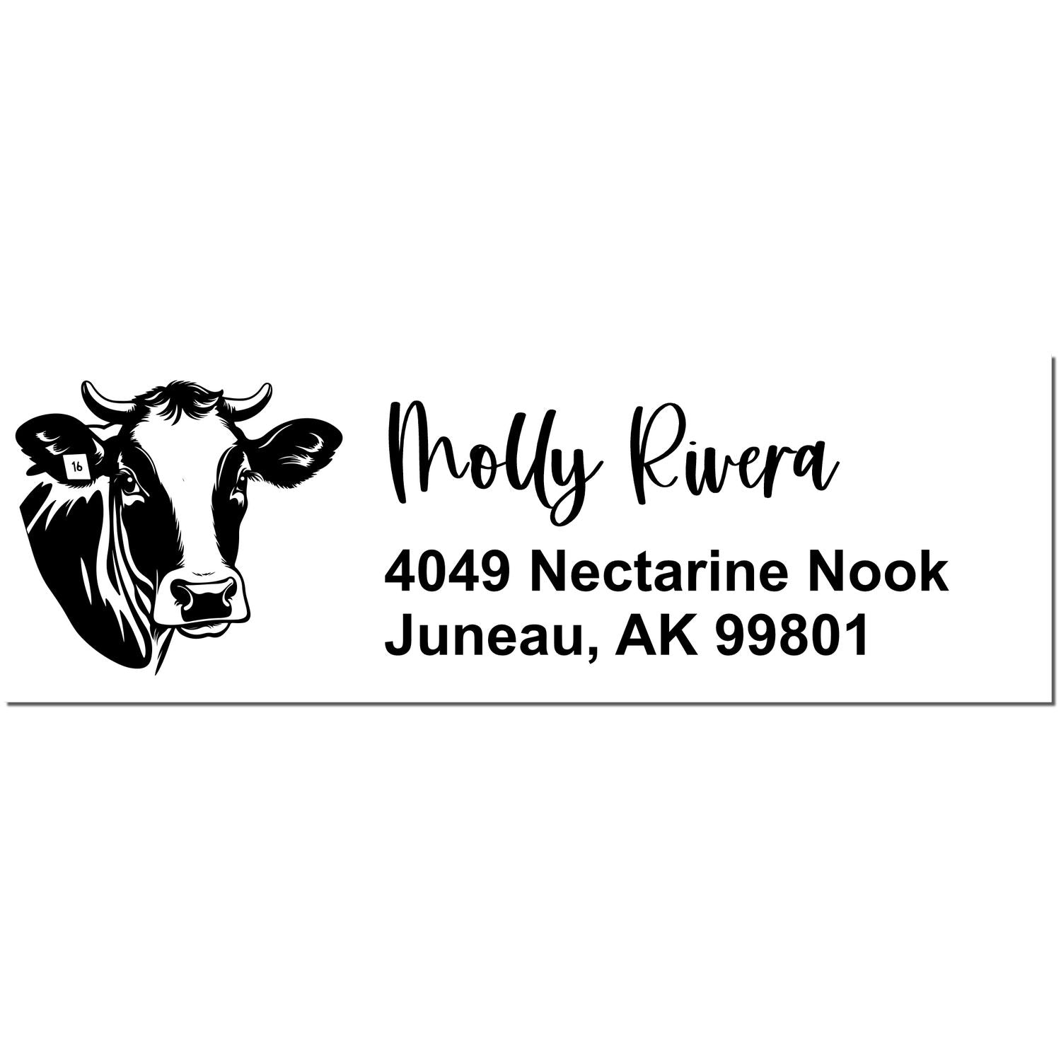 Serene Cow Personalized Address Rubber Stamp