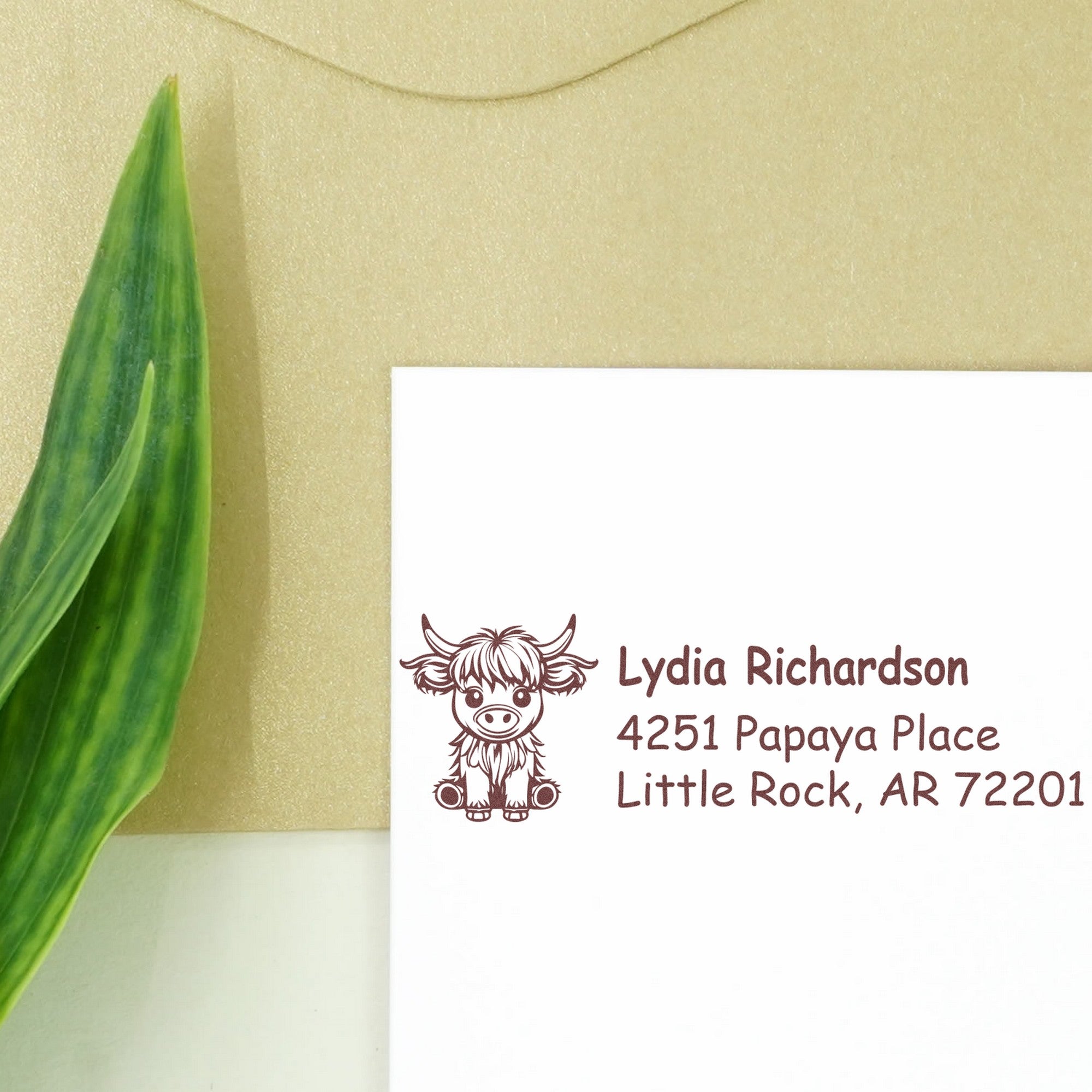 Cute Cow Personalized Name and Address Rubber Stamp