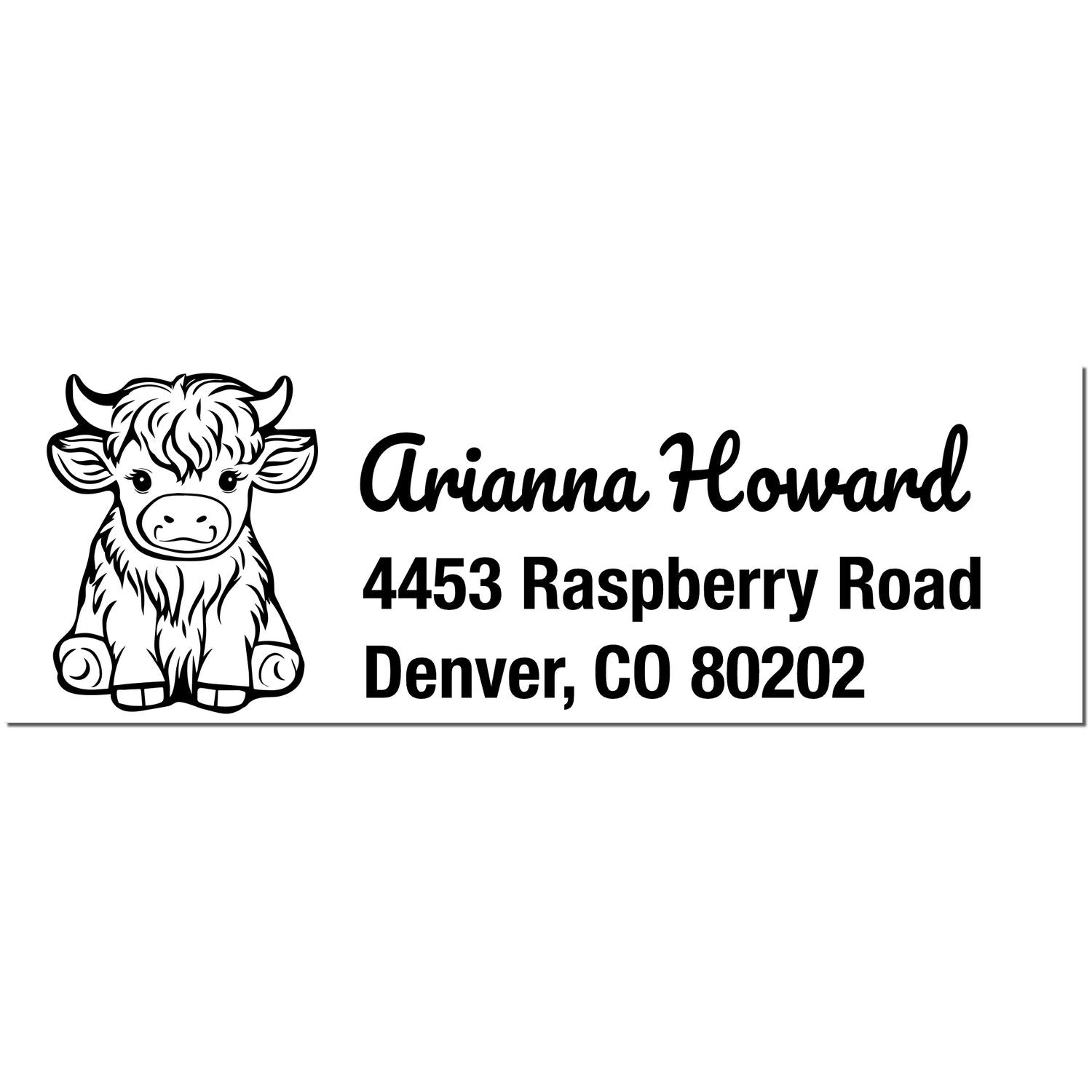 PSI Rustic Cow Personalized Name and Address Pre-Inked Stamp