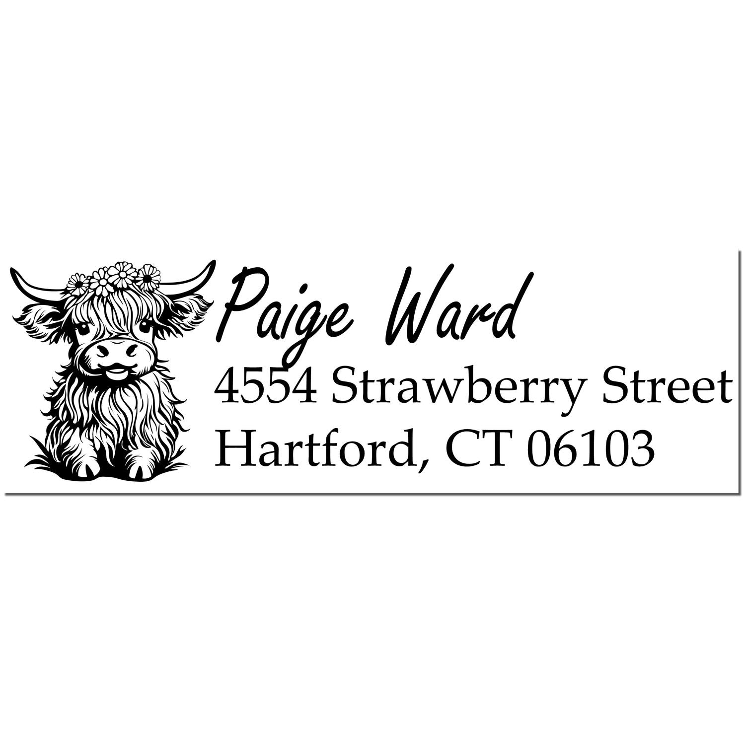 Fluffy Cow Personalized Home Address Rubber Stamp